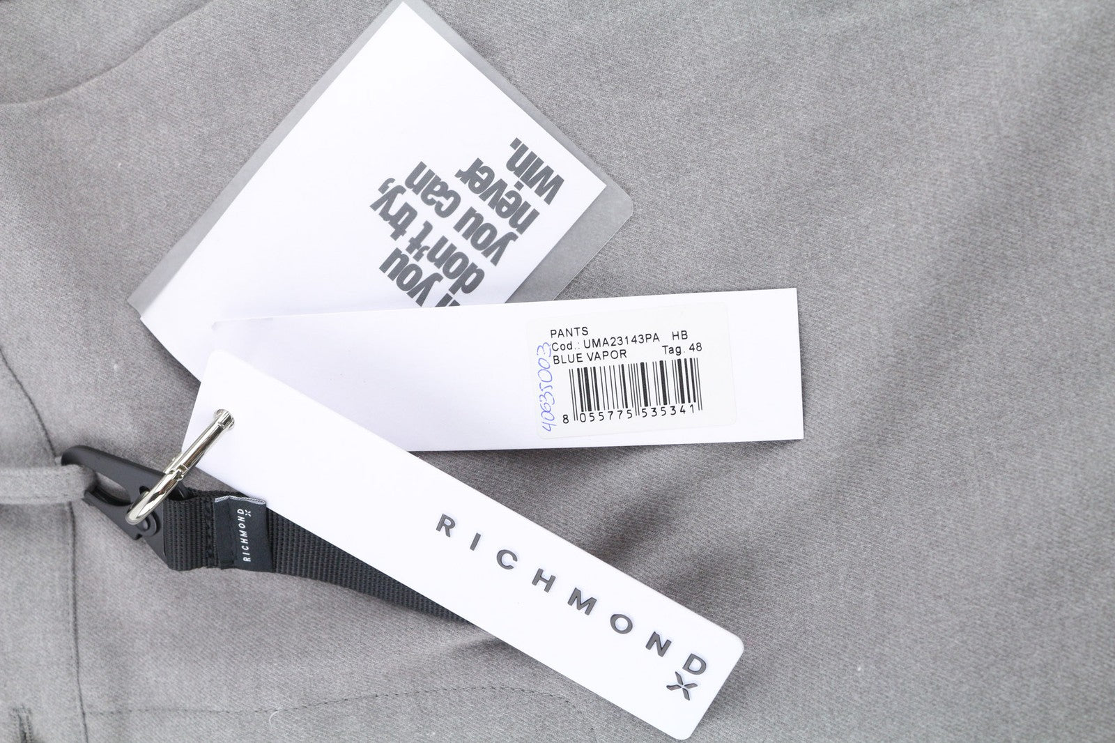 JOHN RICHMOND Men's Pants M Grey Melange Slim Fit Zipped Pockets Casual Logo