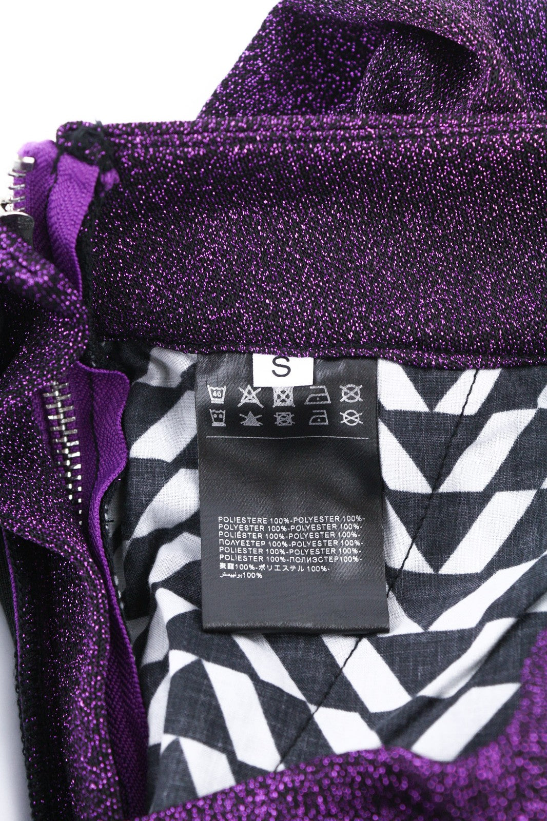 JOHN RICHMOND Women's Pants S Violet Glitter High Waist Flared Zip Logo