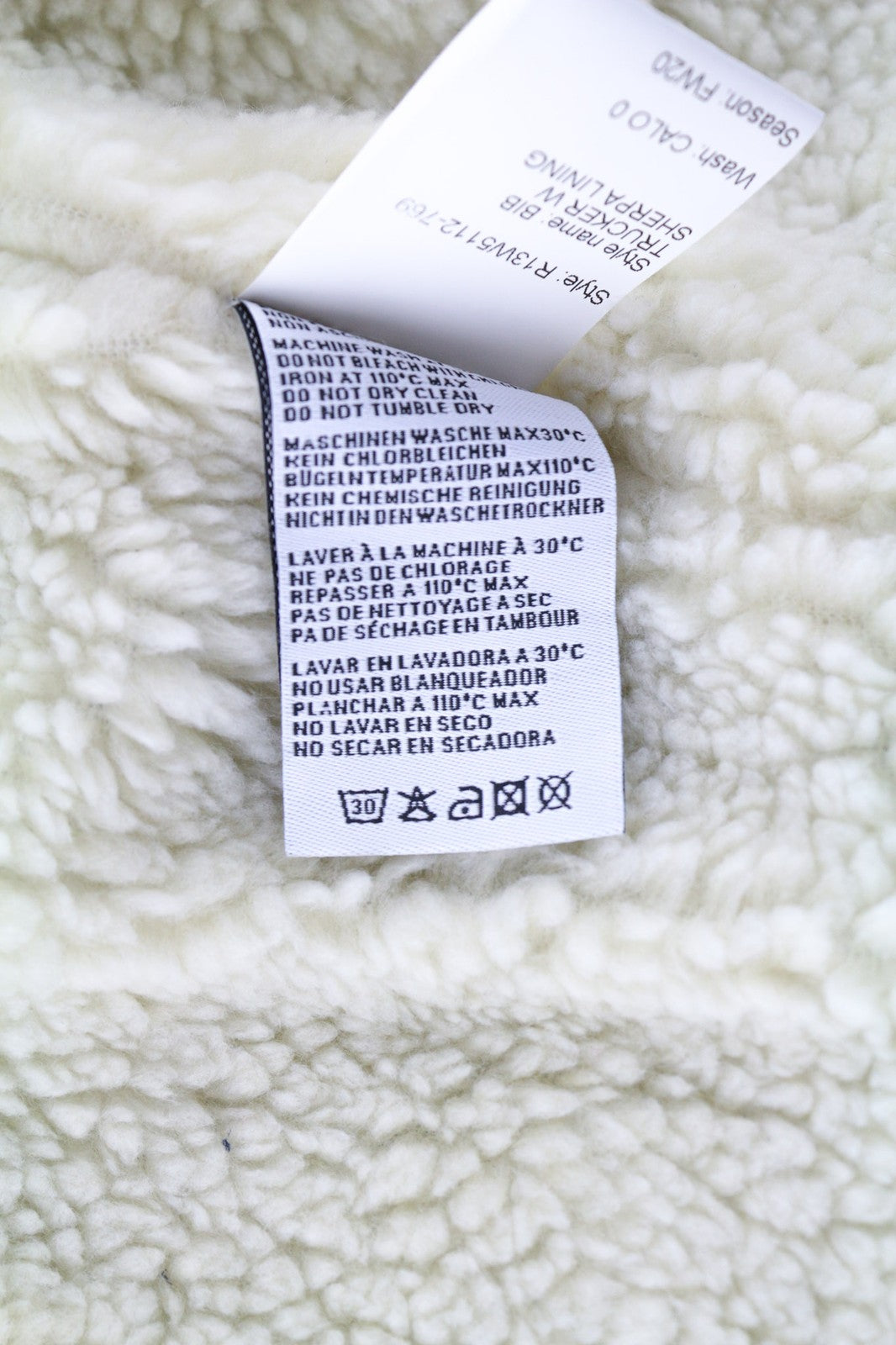 R13 Bib Trucker Men's Jacket M Sherpa Lined Denim Button Mid Blue Logo