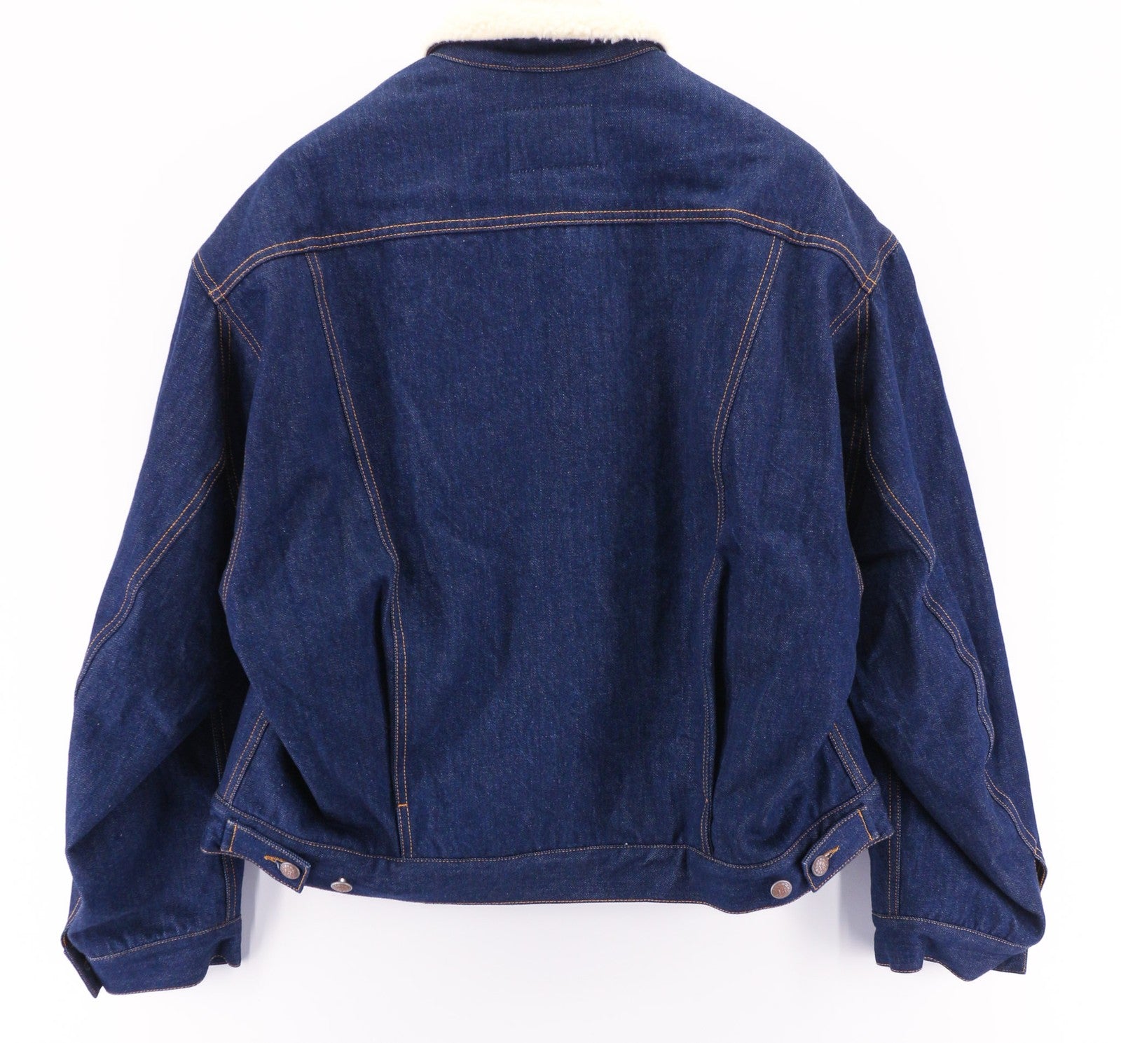 R13 Bib Trucker Men's Jacket M Sherpa Lined Denim Button Mid Blue Logo