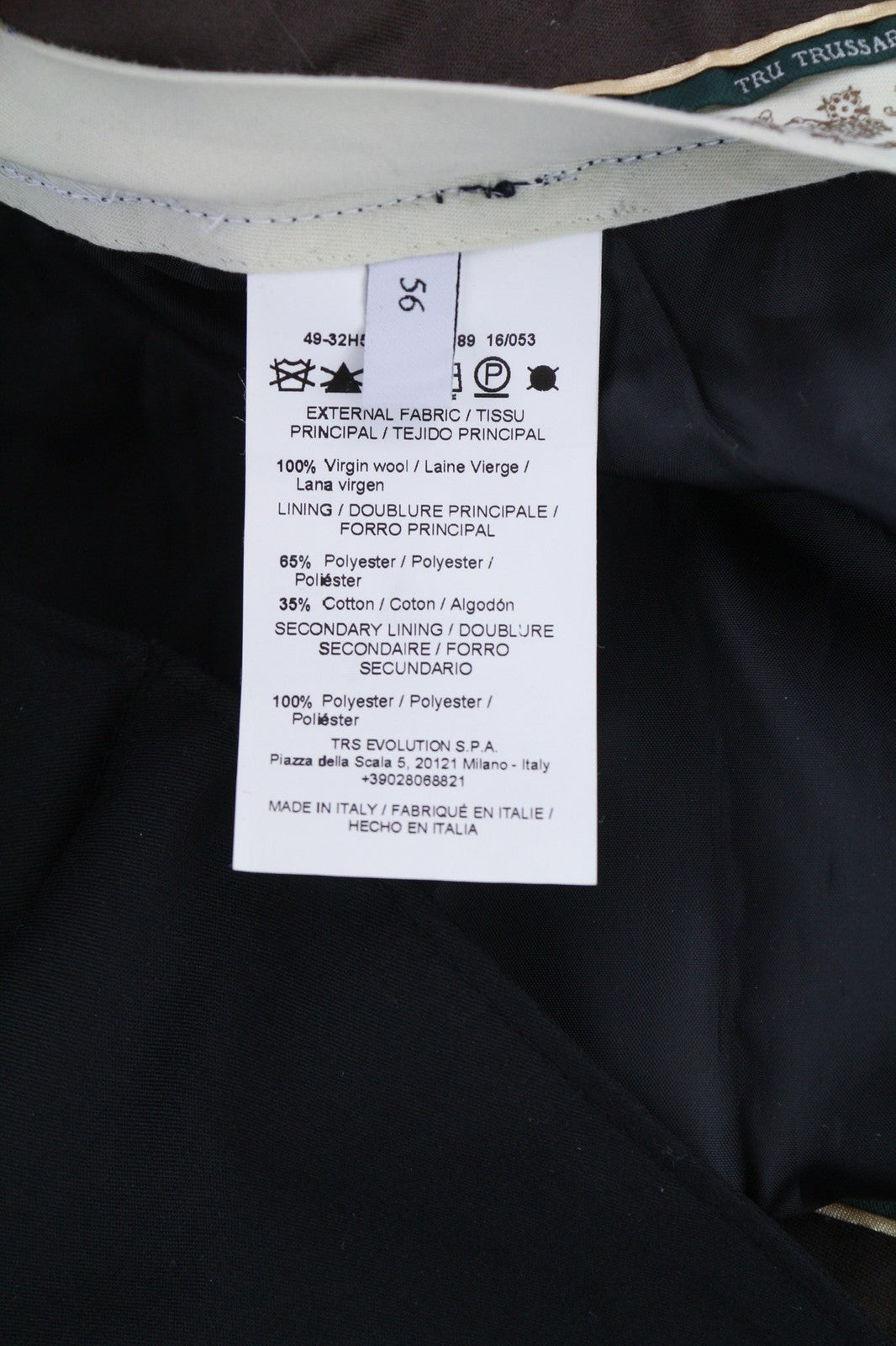 TRUSSARDI Men's Suit ~3XL Green Wool Single Breasted Double Vent Formal 2Pc