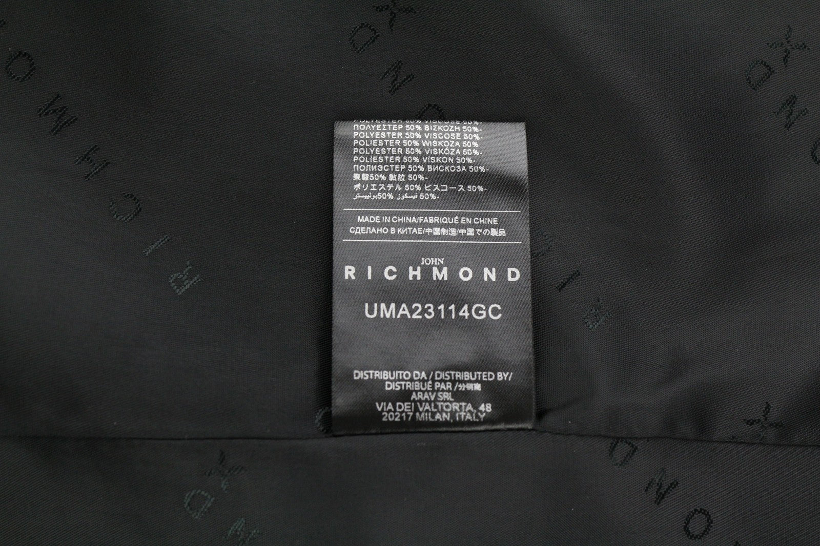 JOHN RICHMOND Men's Blazer M Black Double Breasted Notch Lapel Formal Logo