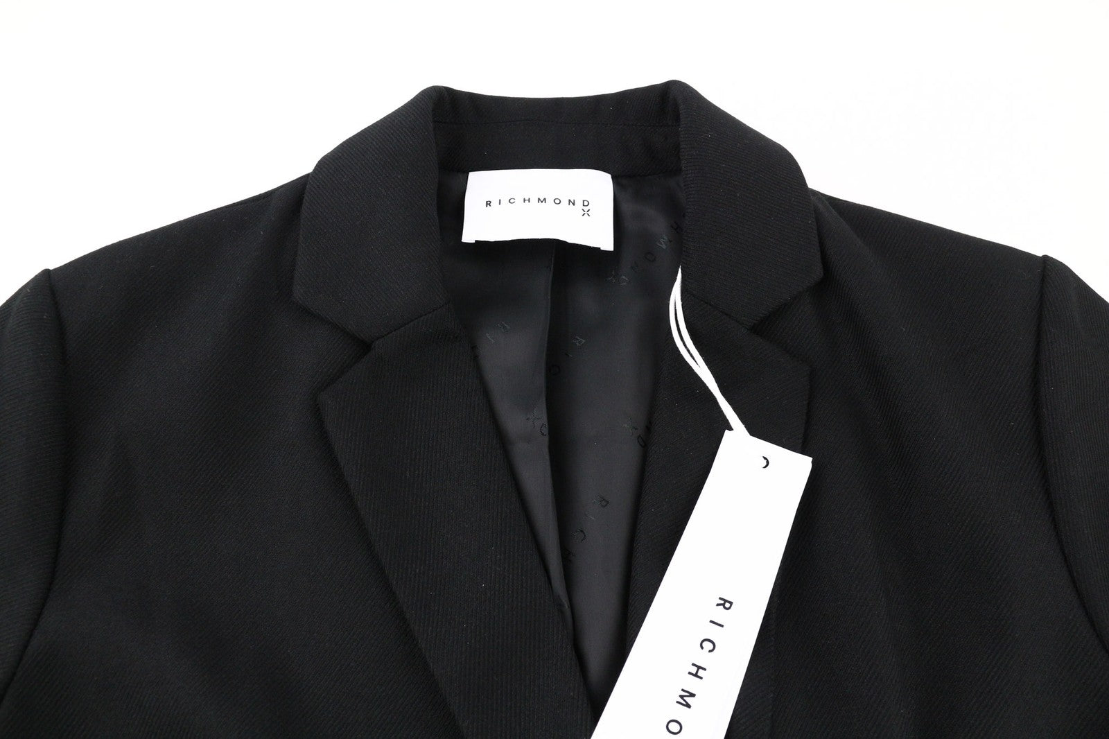 JOHN RICHMOND Men's Blazer M Black Double Breasted Notch Lapel Formal Logo