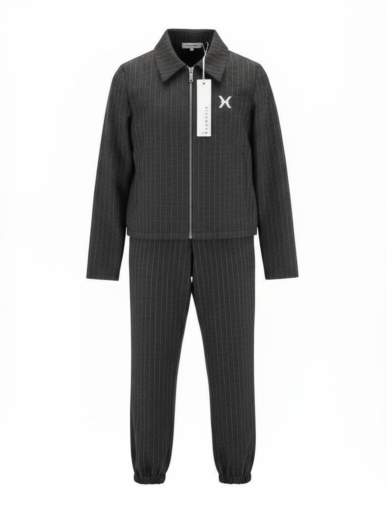 JOHN RICHMOND Women's Suit S Black Melange Stripe Single Breasted 2 Piece