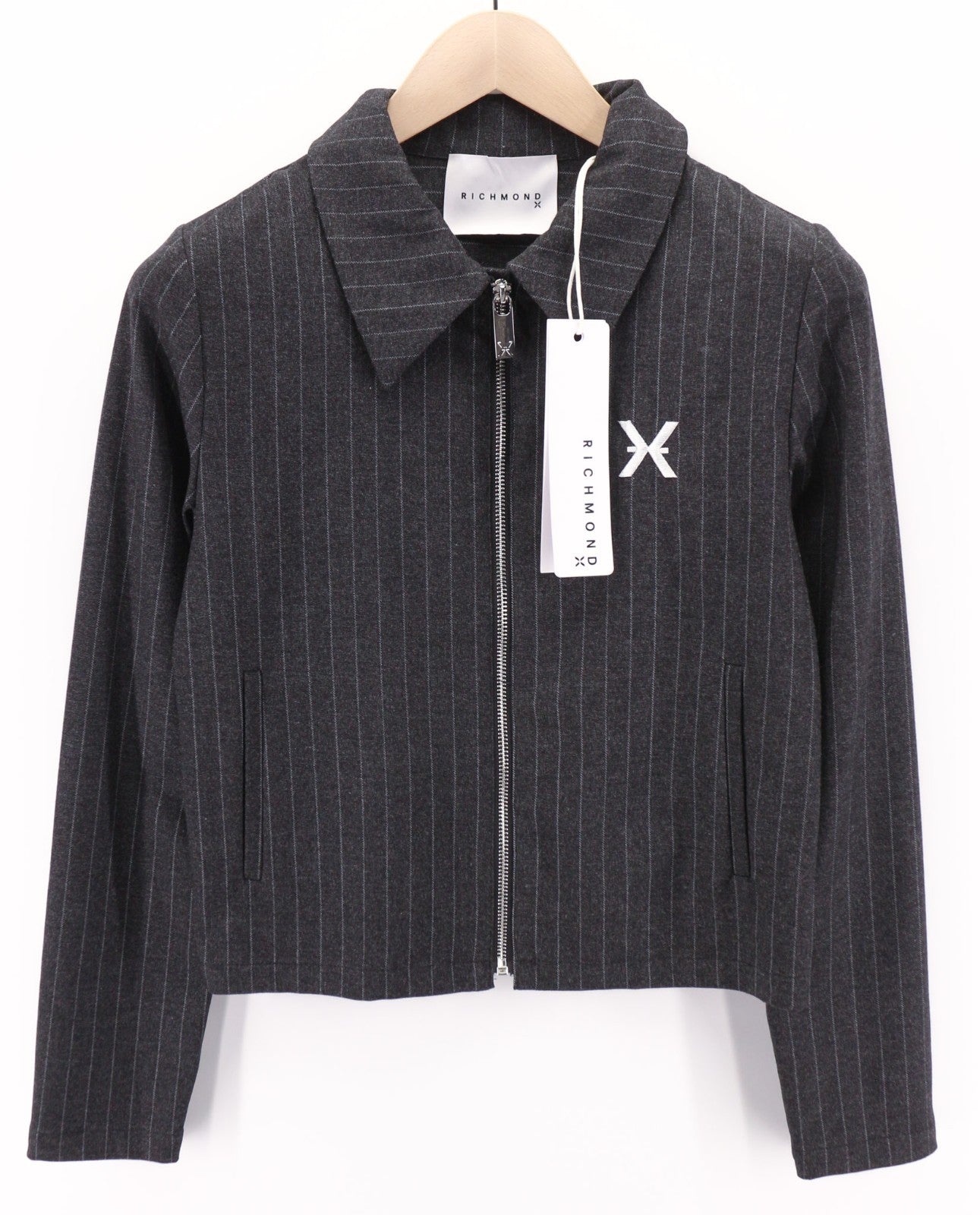 JOHN RICHMOND Women's Suit S Black Melange Stripe Single Breasted 2 Piece