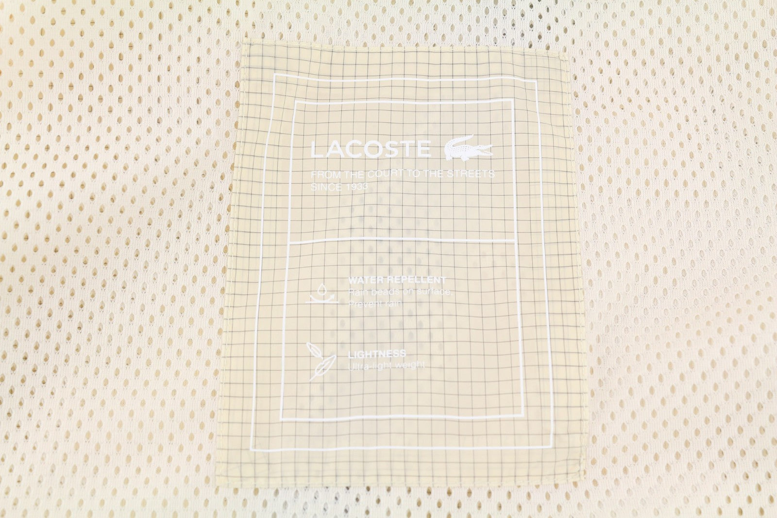 LACOSTE Men's Jacket XL/2XL Beige Hooded Water Repellent Check Light Coat