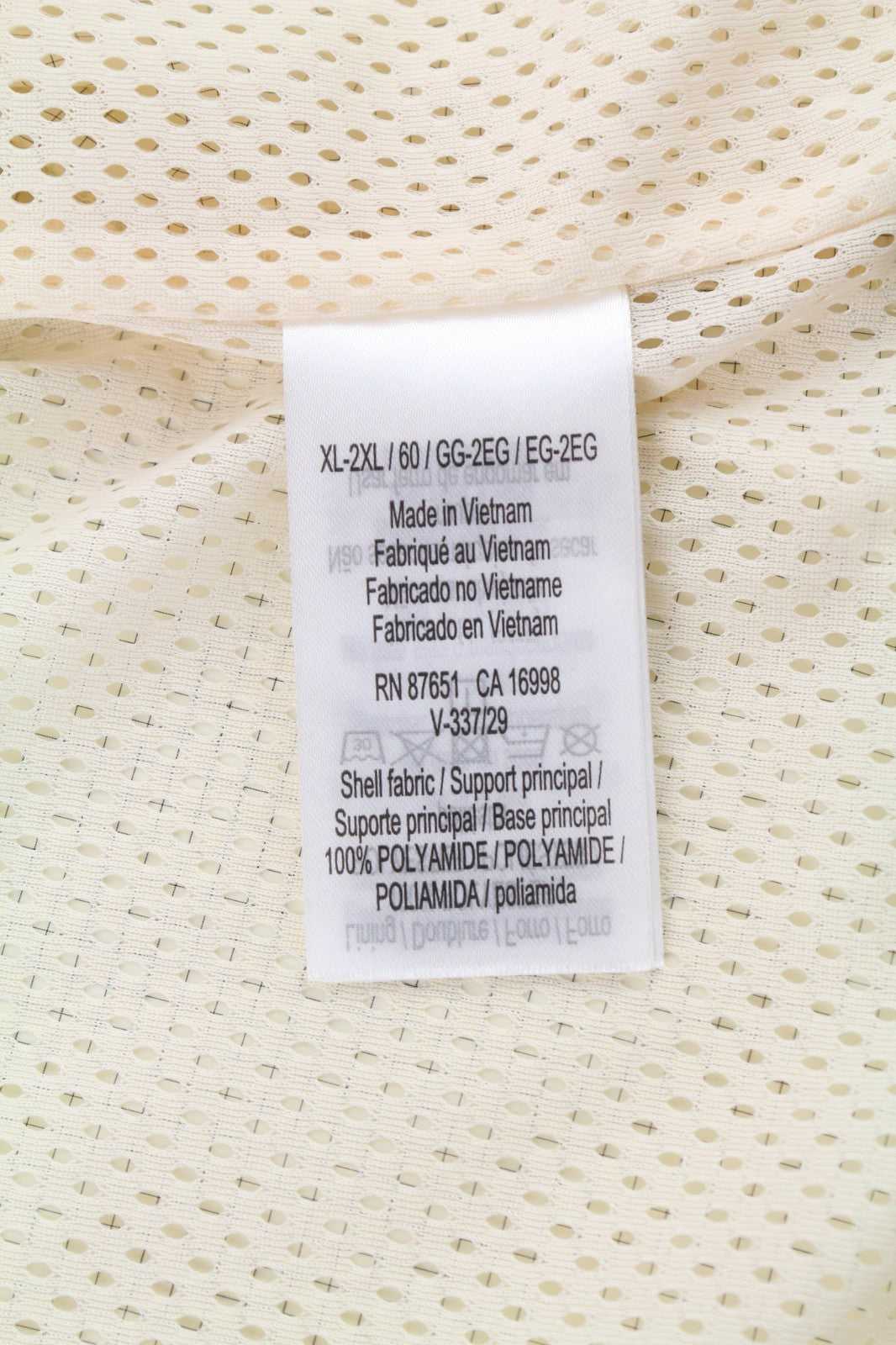 LACOSTE Men's Jacket XL/2XL Beige Hooded Water Repellent Check Light Coat