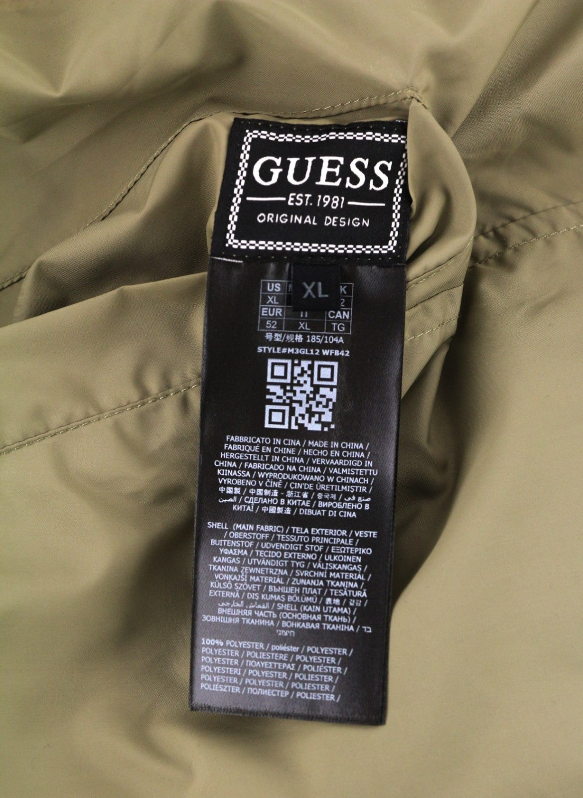 GUESS Men's Jacket XL Reversible Lightweight Hooded Recycled Water Repellent