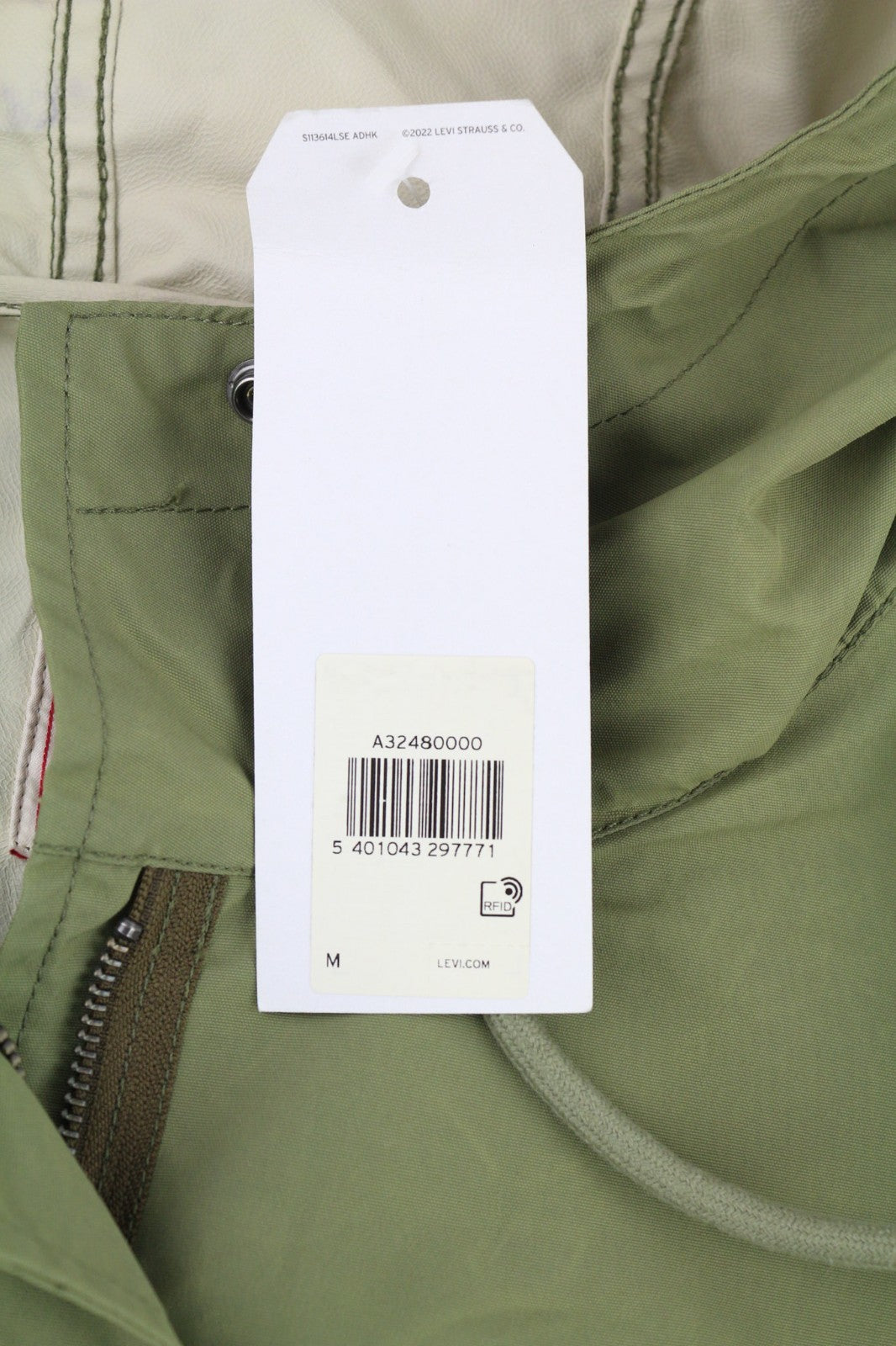 LEVI'S Men's Jacket M Mid-Length Water Repellent Hooded Blue Drawstring Coat