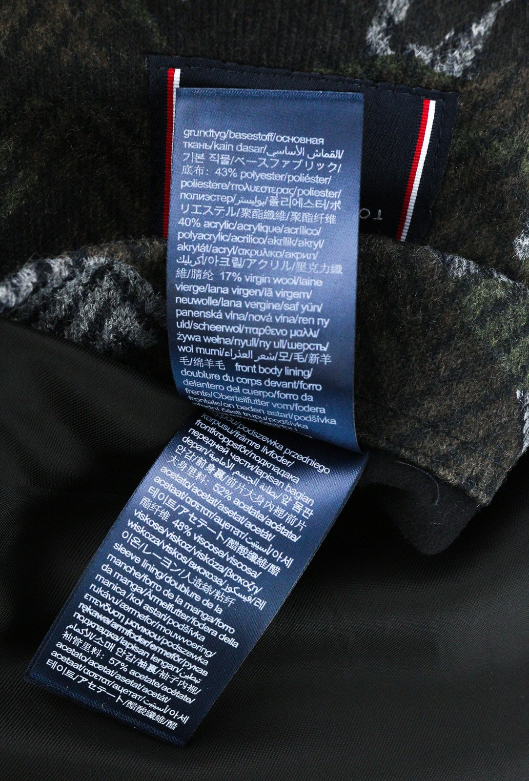 TOMMY HILFIGER Men's Coat ~M Wool Blend Herringbone Camo Single Breasted