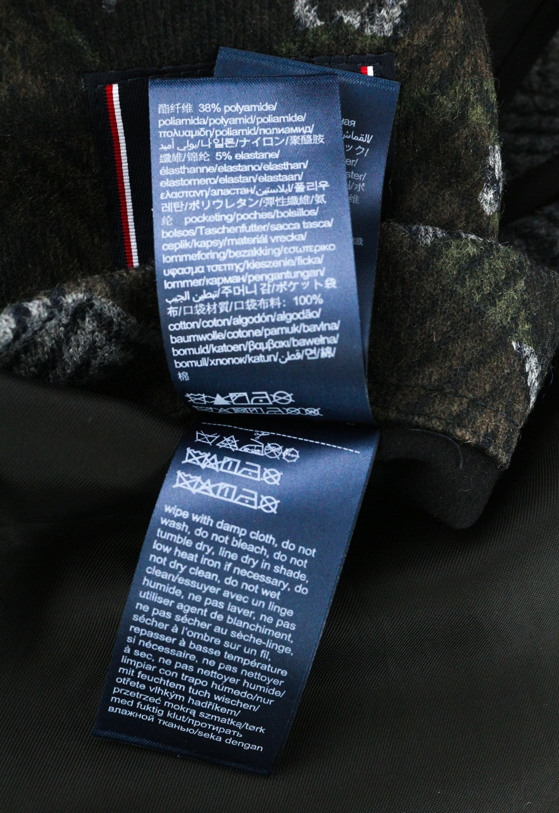 TOMMY HILFIGER Men's Coat ~M Wool Blend Herringbone Camo Single Breasted