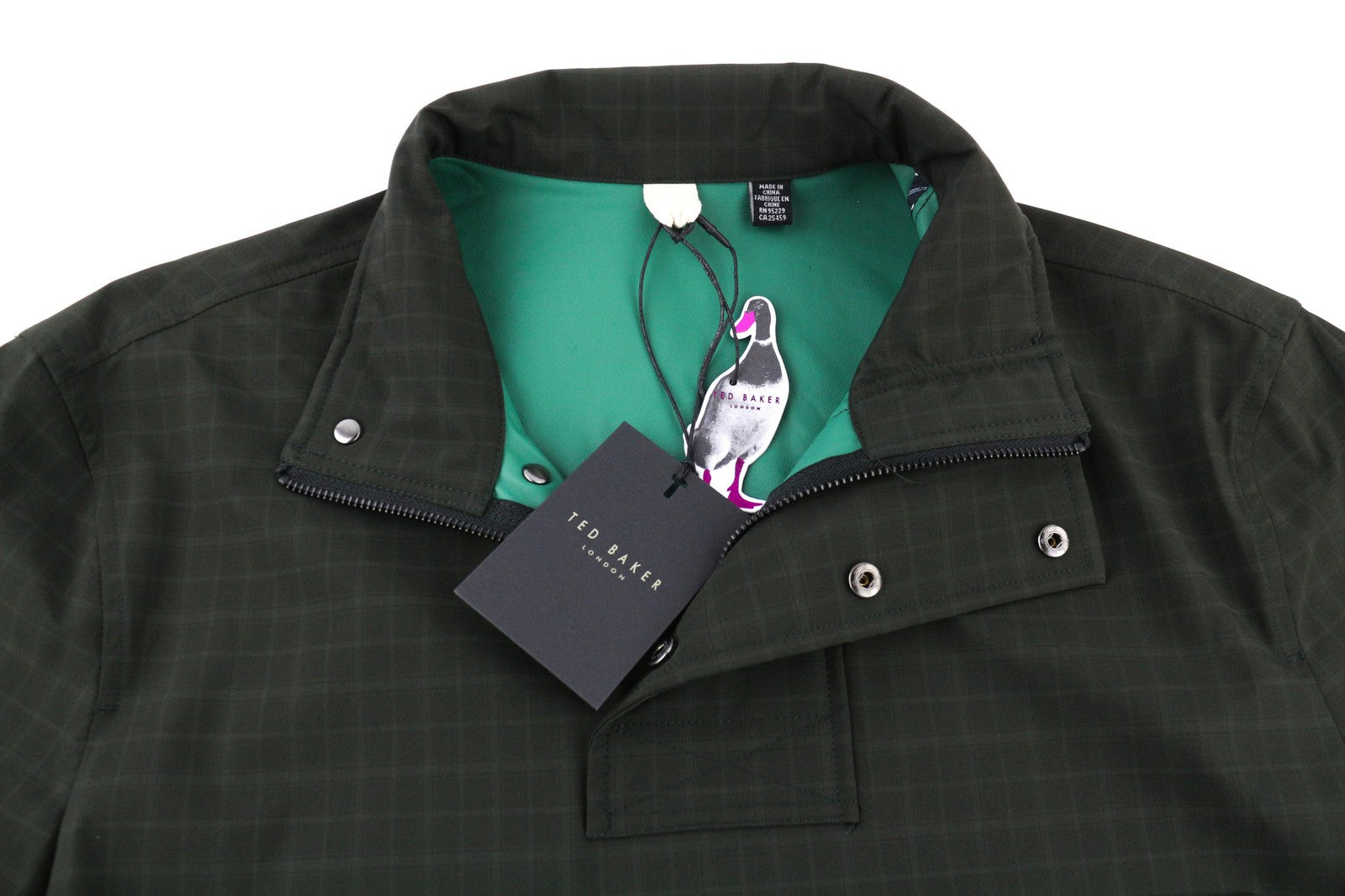 TED BAKER MMP Dafen Men's Jacket ~L Black Anorak Drawstring Check High Neck