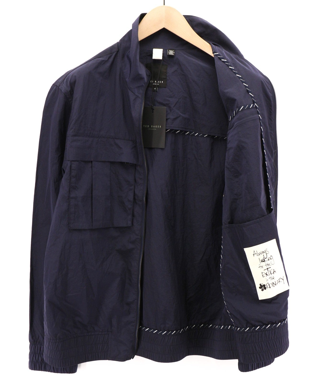 TED BAKER MMO Balta Men's Jacket ~L Dark Blue Lightweight Zip High Neck