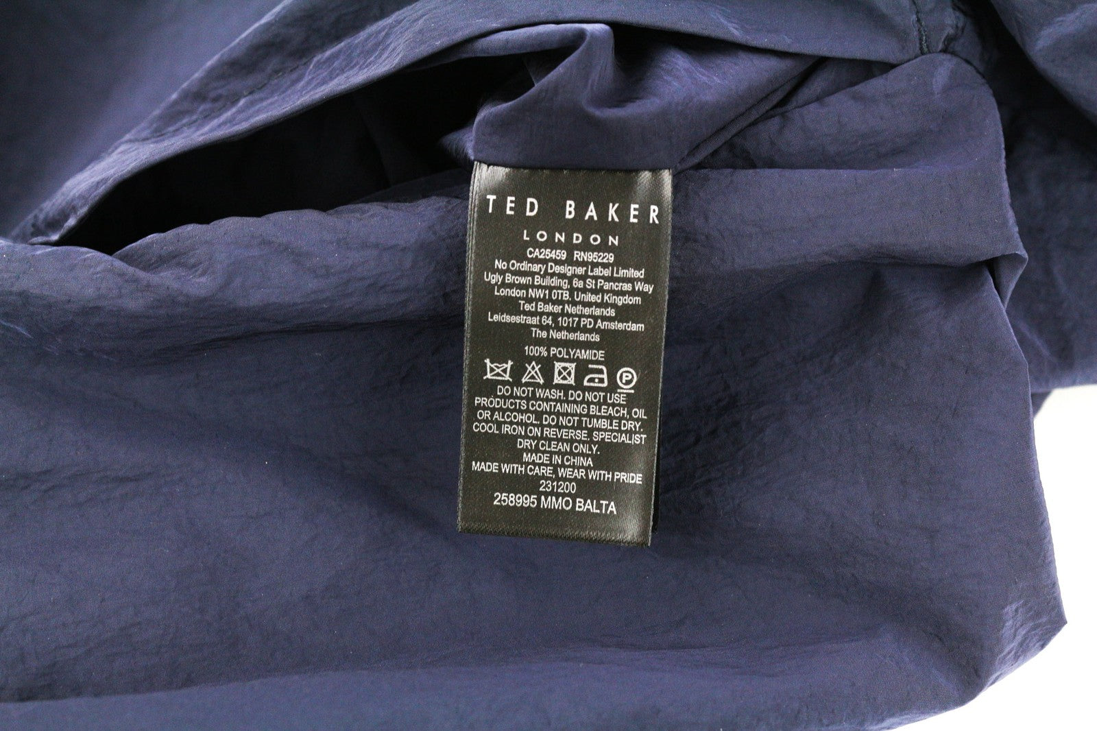 TED BAKER MMO Balta Men's Jacket ~L Dark Blue Lightweight Zip High Neck