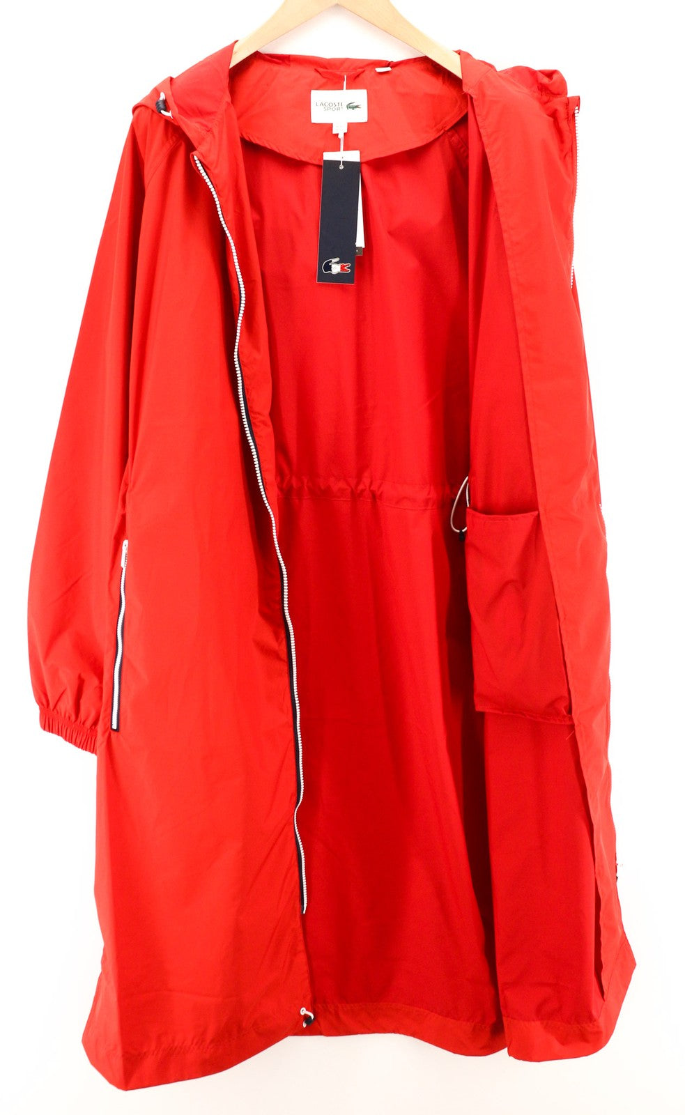 LACOSTE Sport Men's Jacket L/XL Lightweight Mid-Length Hooded Water Repel