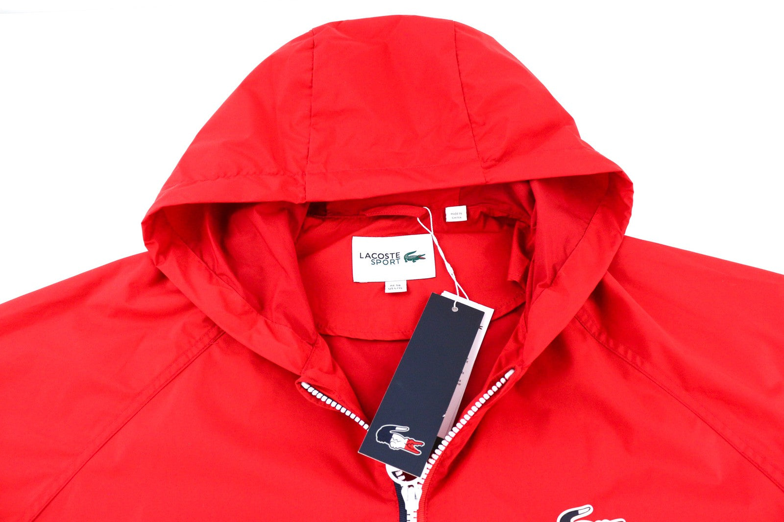 LACOSTE Sport Men's Jacket L/XL Lightweight Mid-Length Hooded Water Repel