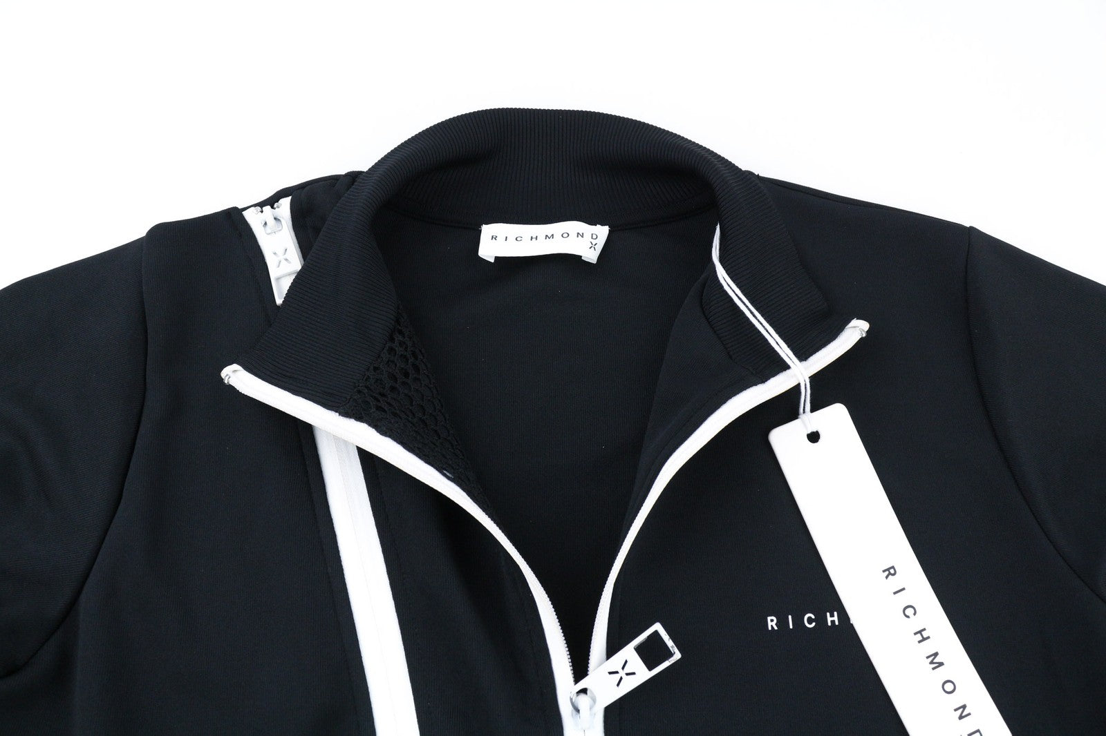 RICHMOND Women's Sweatshirt S Black Mesh Zip Track Top High Neck Pockets