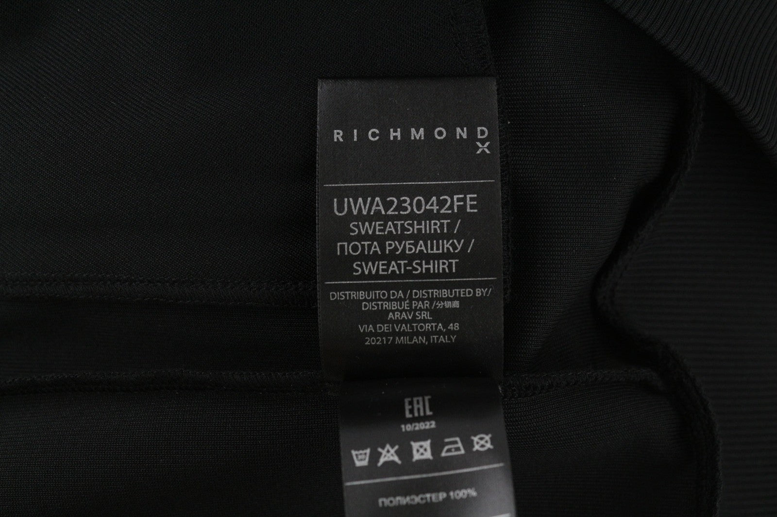 RICHMOND Women's Sweatshirt S Black Mesh Zip Track Top High Neck Pockets