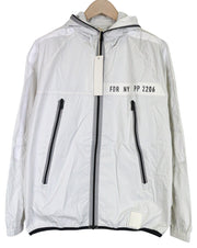 REPLAY L Men Jacket Light Grey Lightweight Reflective Hooded Zipped