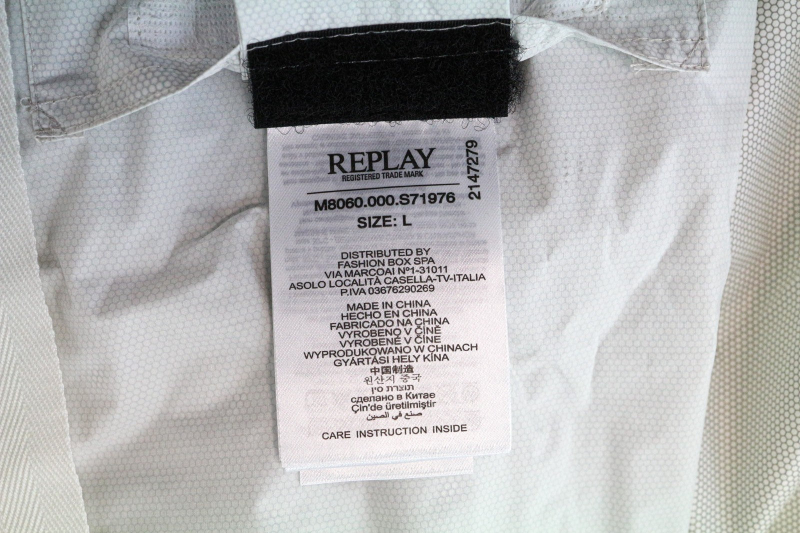 REPLAY L Men Jacket Light Grey Lightweight Reflective Hooded Zipped