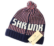 SCOTCH SHRUNK Boys Hat M Blue Red Pattern Knit Beanie Pom Pom Winter Cap
