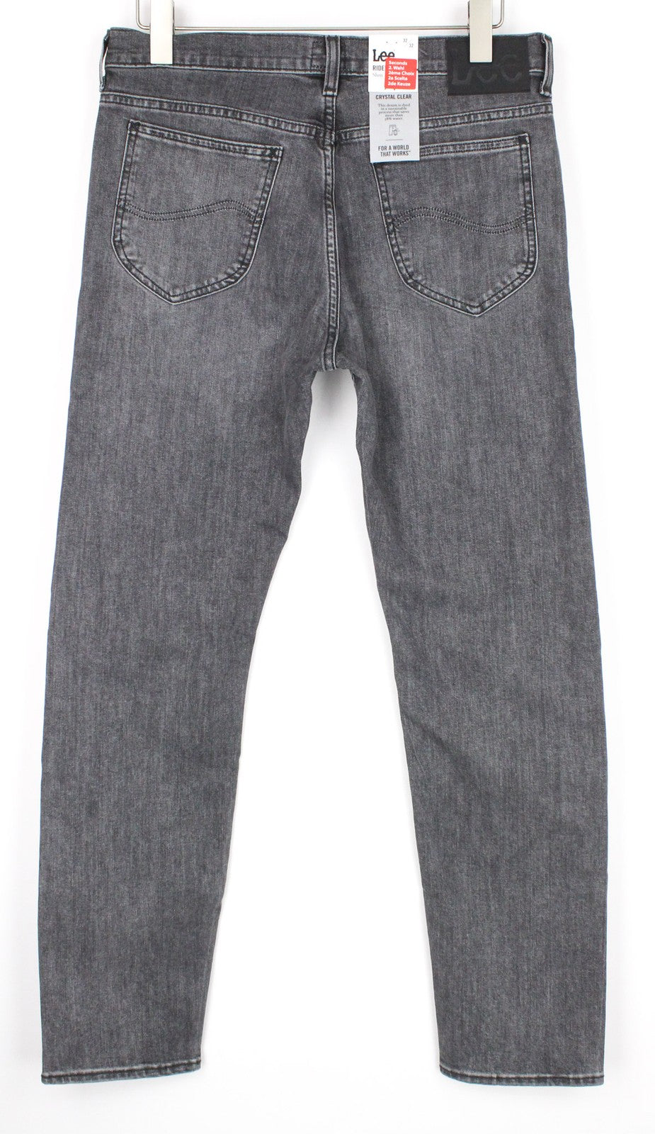 LEE Rider Men's W38/L32 Slim Stretch Grey Faded Wash 5-Pocket Jeans