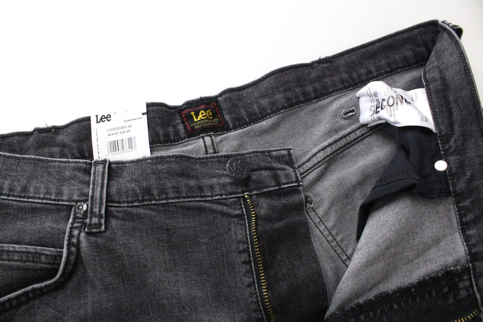 LEE Rider Men's W38/L32 Slim Stretch Grey Faded Wash 5-Pocket Jeans