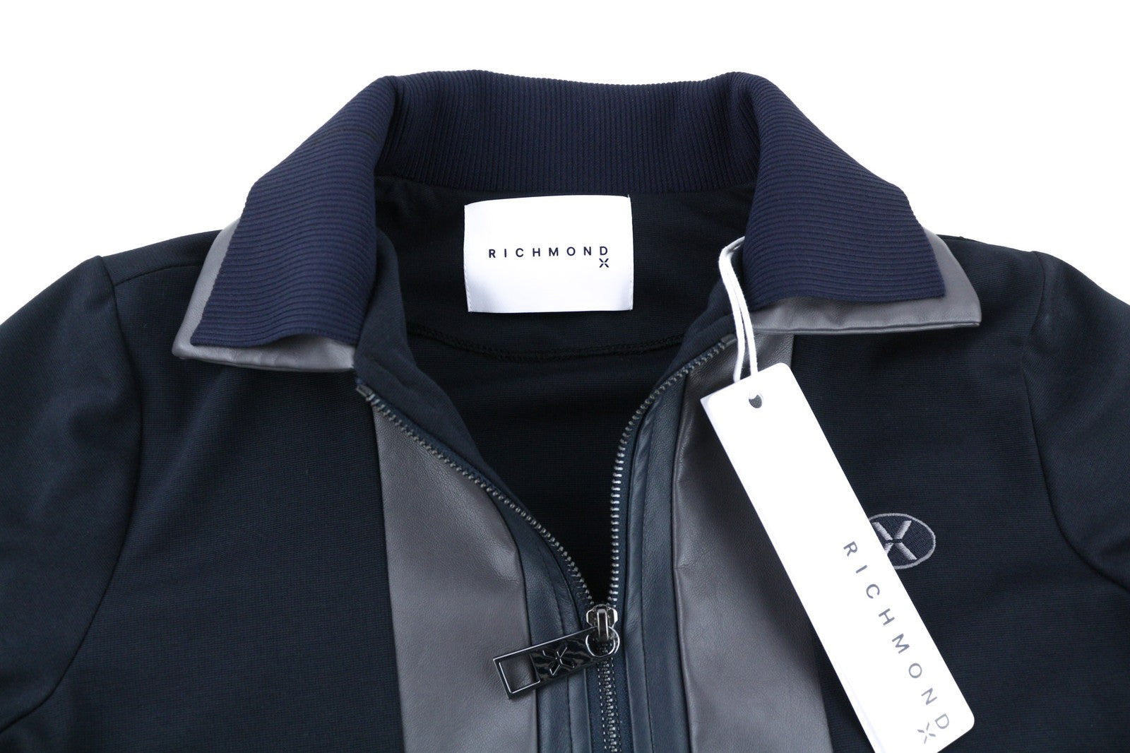 JOHN RICHMOND Women's Sweatshirt S Black Double Collar Thin Logo Topwear