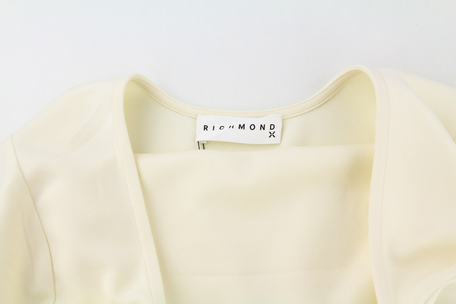 RICHMOND Women's Ivory Jumper S Cropped Pullover Mock Neck Metal Logo Detail