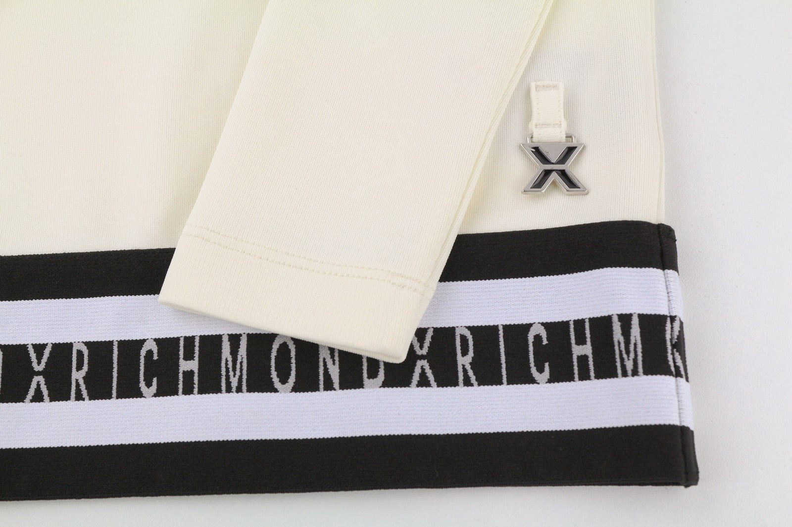 RICHMOND Women's Ivory Jumper S Cropped Pullover Mock Neck Metal Logo Detail