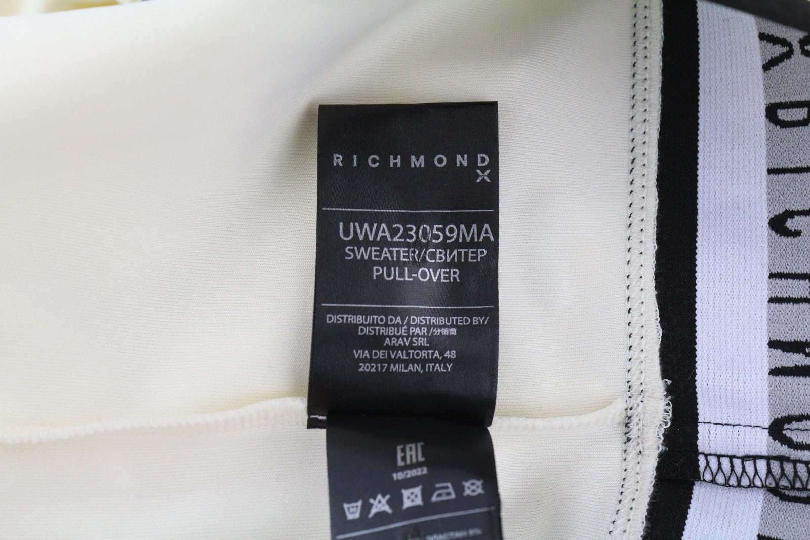 RICHMOND Women's Ivory Jumper S Cropped Pullover Mock Neck Metal Logo Detail