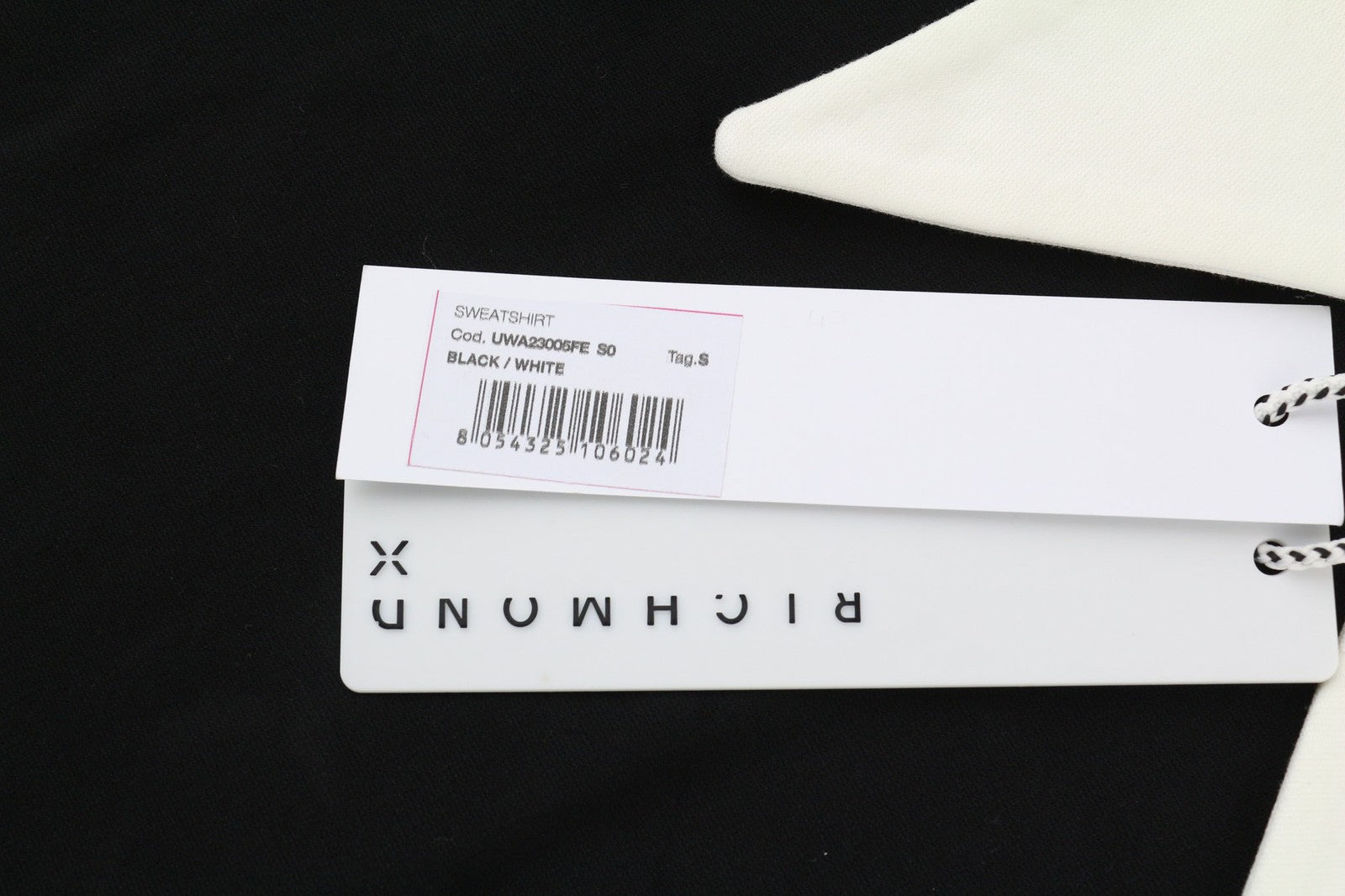 JOHN RICHMOND Women's Sweatshirt S Cropped Stripe Black Logo Drawstring Hem