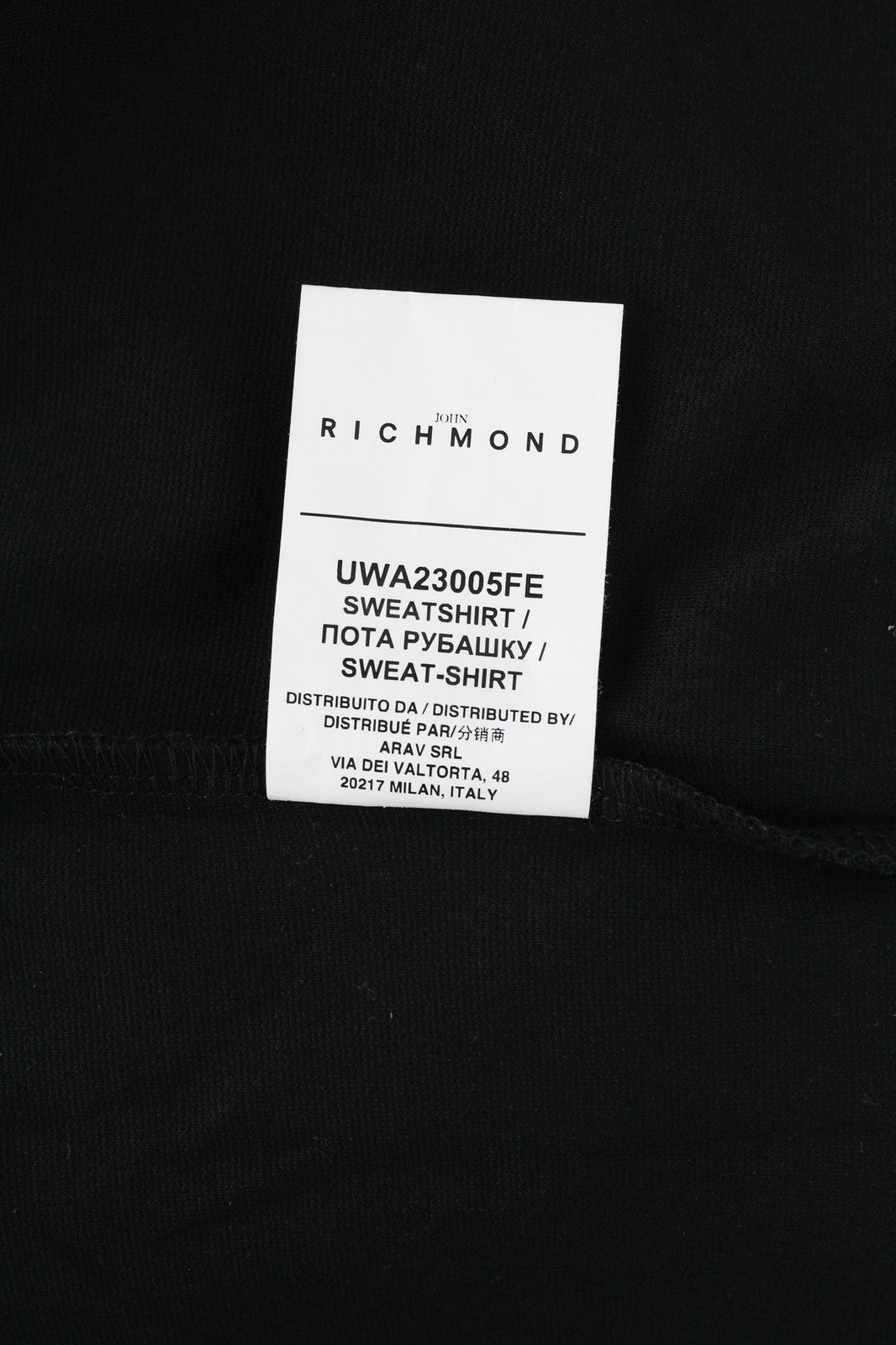 JOHN RICHMOND Women's Sweatshirt S Cropped Stripe Black Logo Drawstring Hem