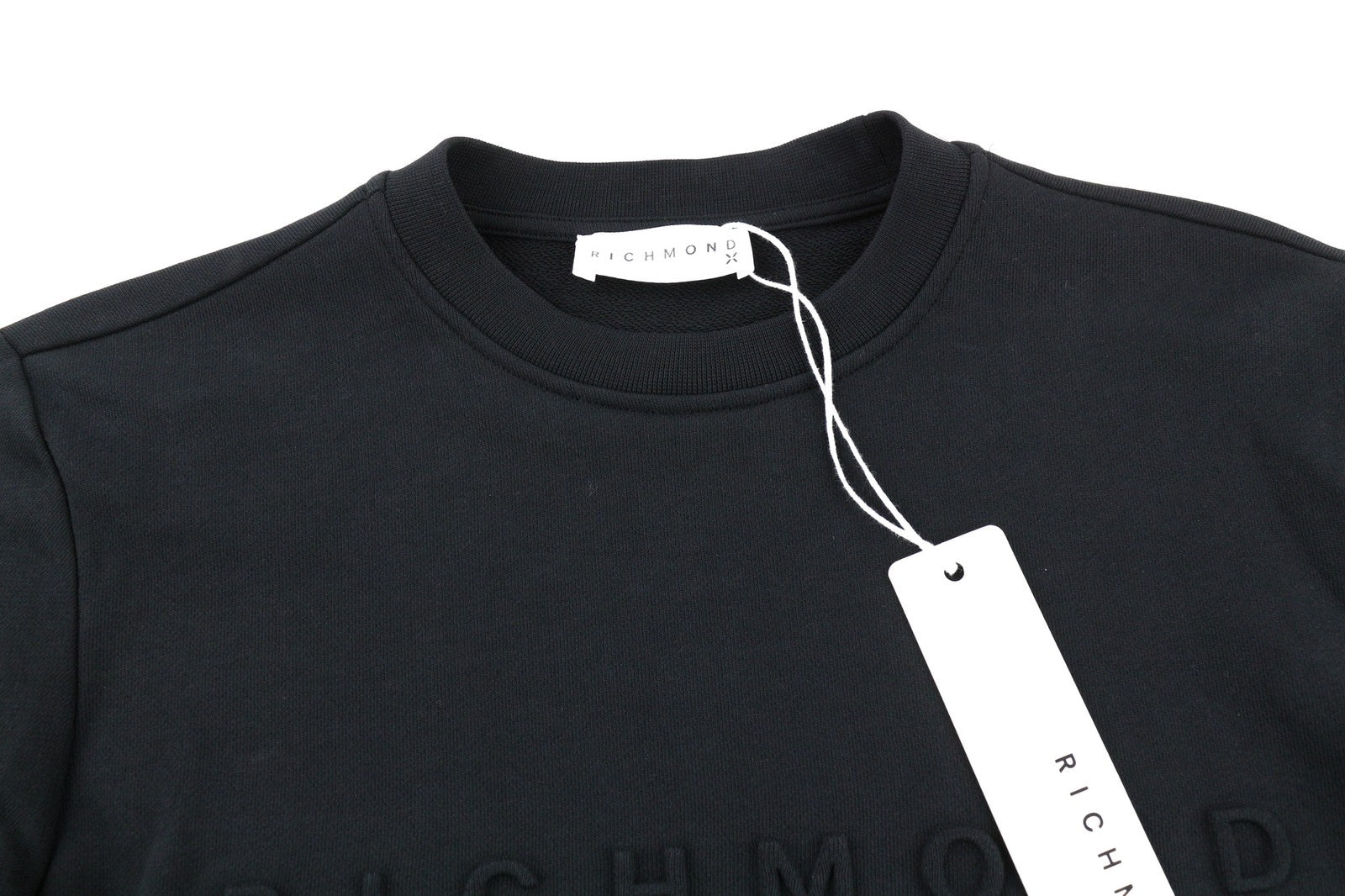 RICHMOND Women's Sweatshirt S Black Logo Patch Crew Pullover Cotton Top