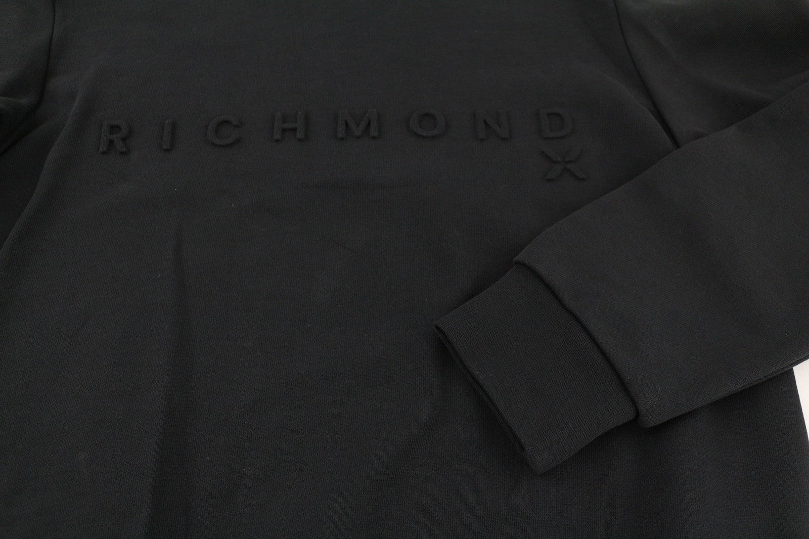 RICHMOND Women's Sweatshirt S Black Logo Patch Crew Pullover Cotton Top