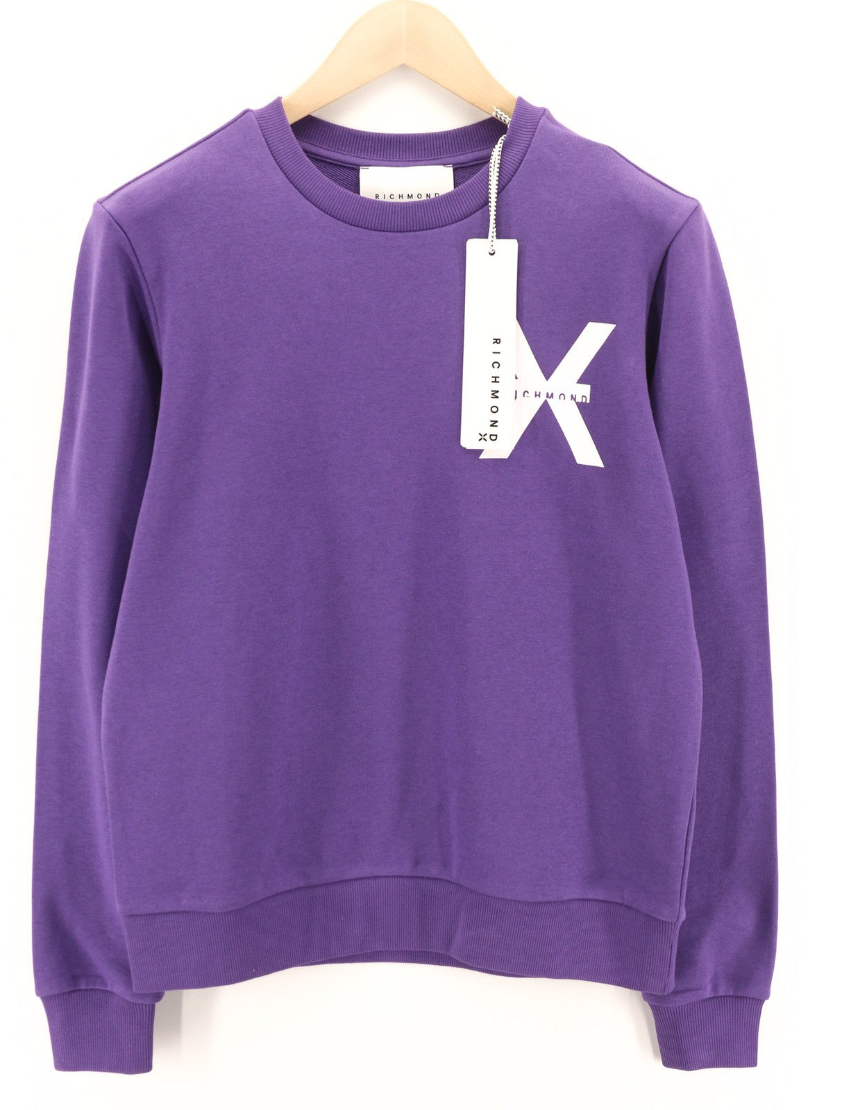 RICHMOND Women's Sweatshirt S Violet Crewneck Logo Pullover Loose Everyday
