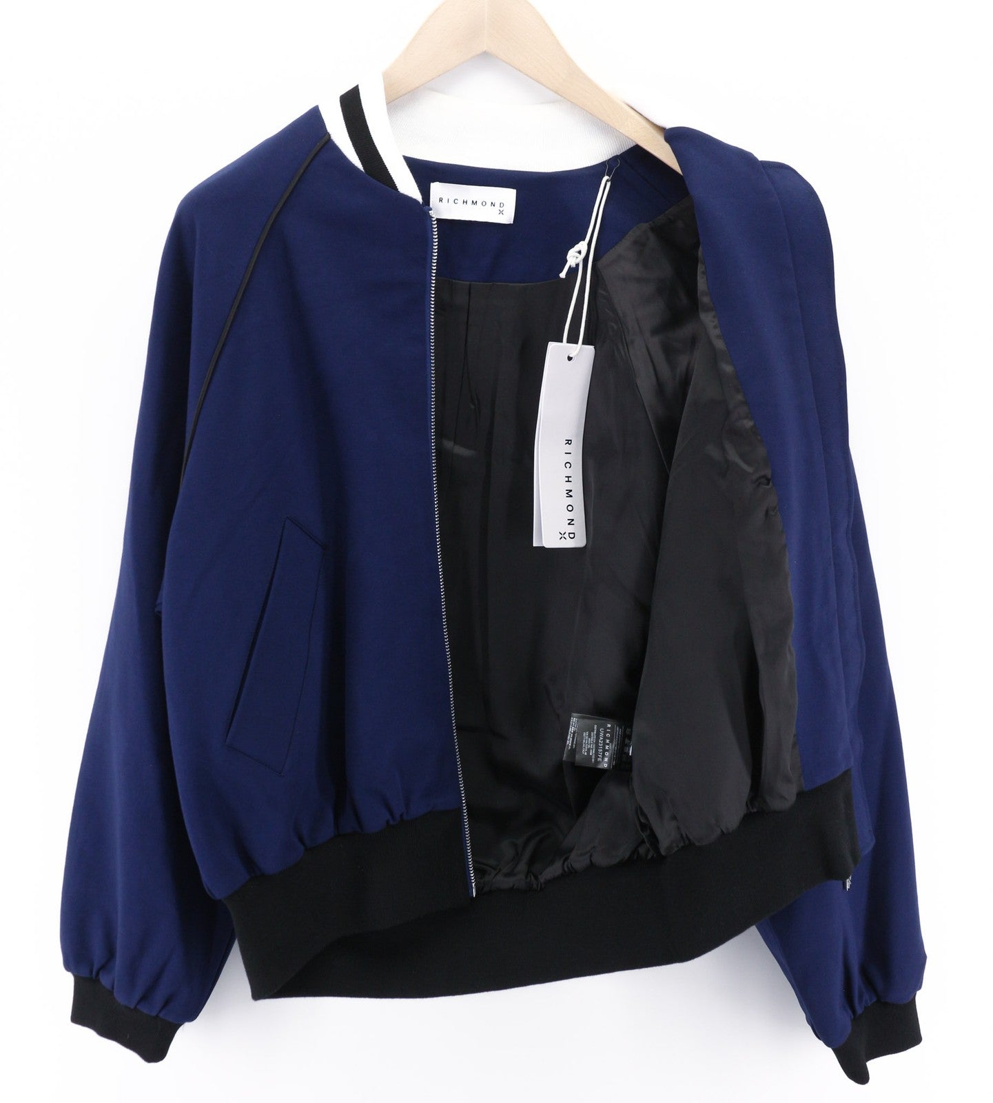 JOHN RICHMOND Women's Sweatshirt S Mid Blue Zip Logo Bomber Lightweight