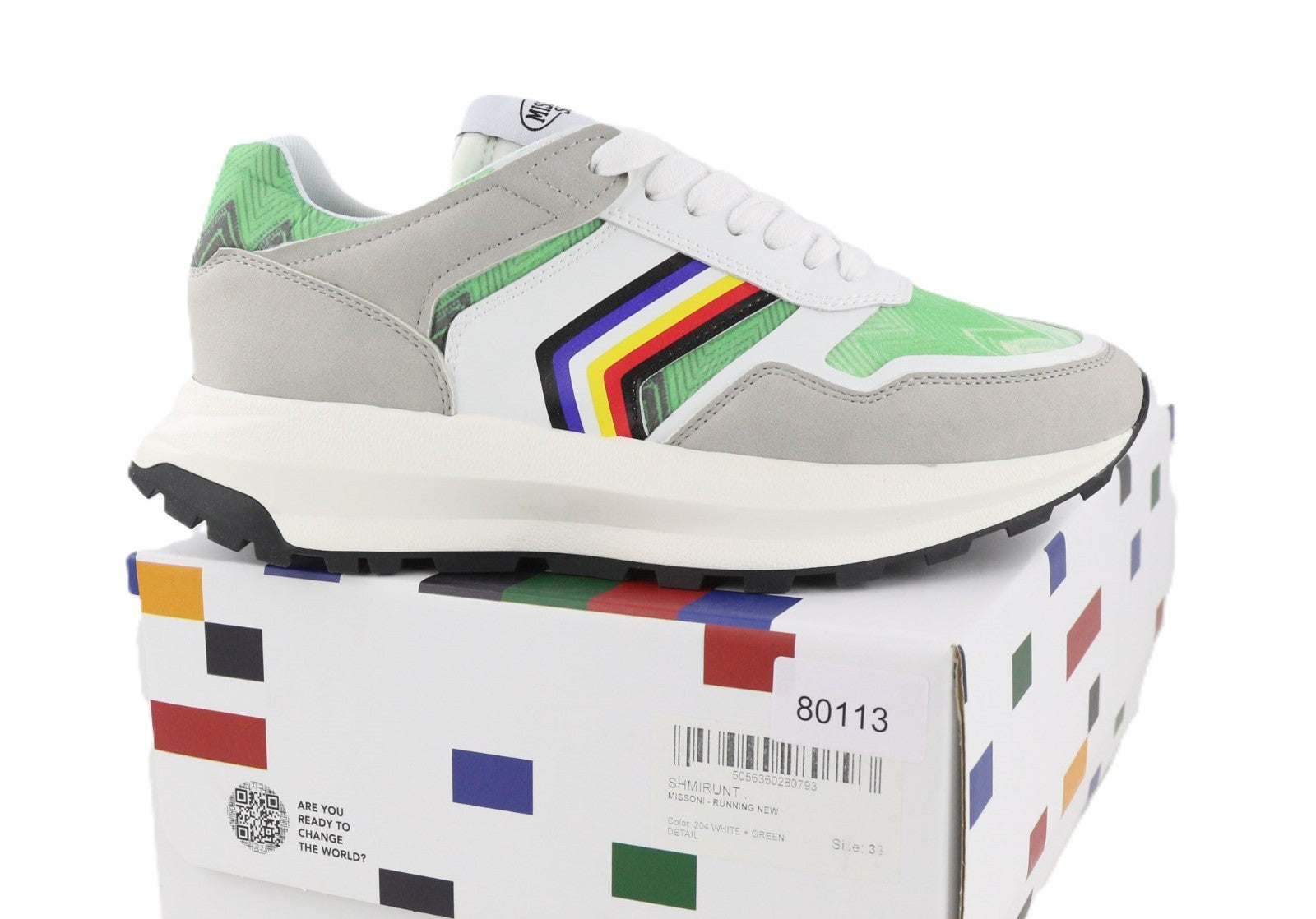 ACBC X MISSONI SHMIRUNT bėgimo sportbačiai su žaliomis detalėmis, žemakulniai bateliai, 38 dydis 