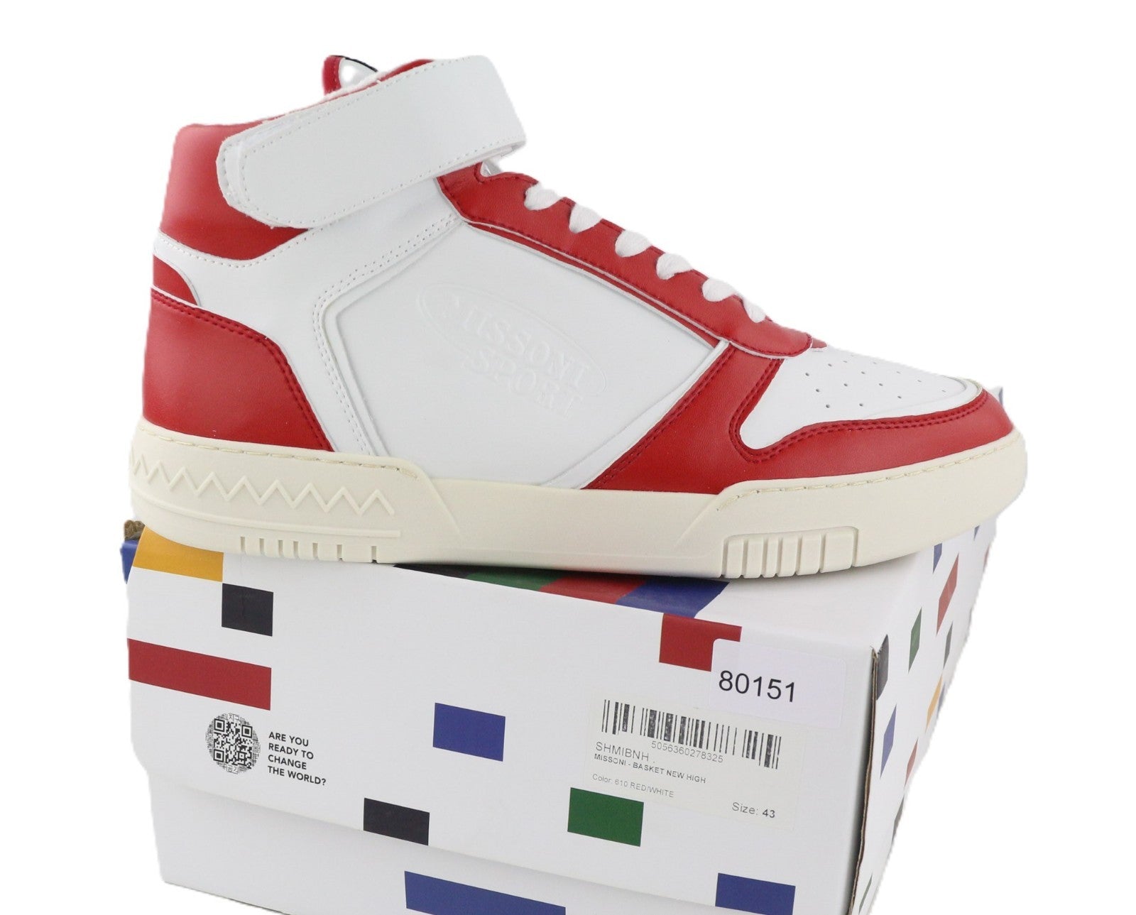 ACBC X MISSONI SHMIBNH Unisex High Basket Sneakers EU43 White Round Toeline