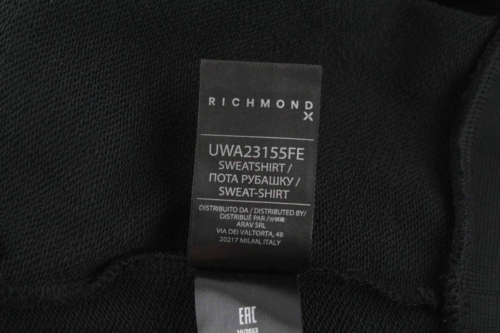 RICHMOND X Women's Sweatshirt S Hoodie Pullover Black Round Neck Long Sleeve