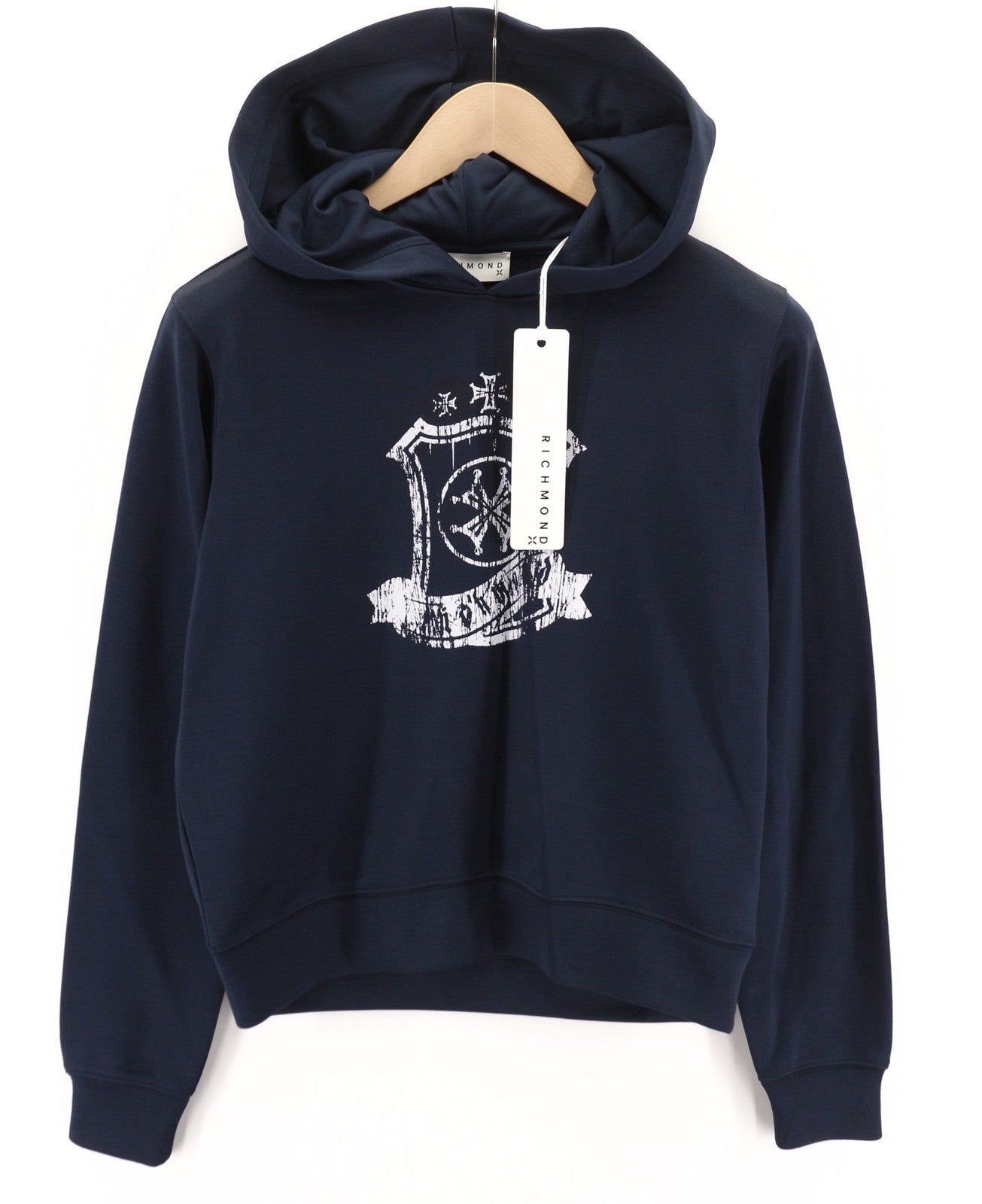 RICHMOND X Women's Sweatshirt S Hoodie Dark Blue Sapphire Printed Long Sleeve