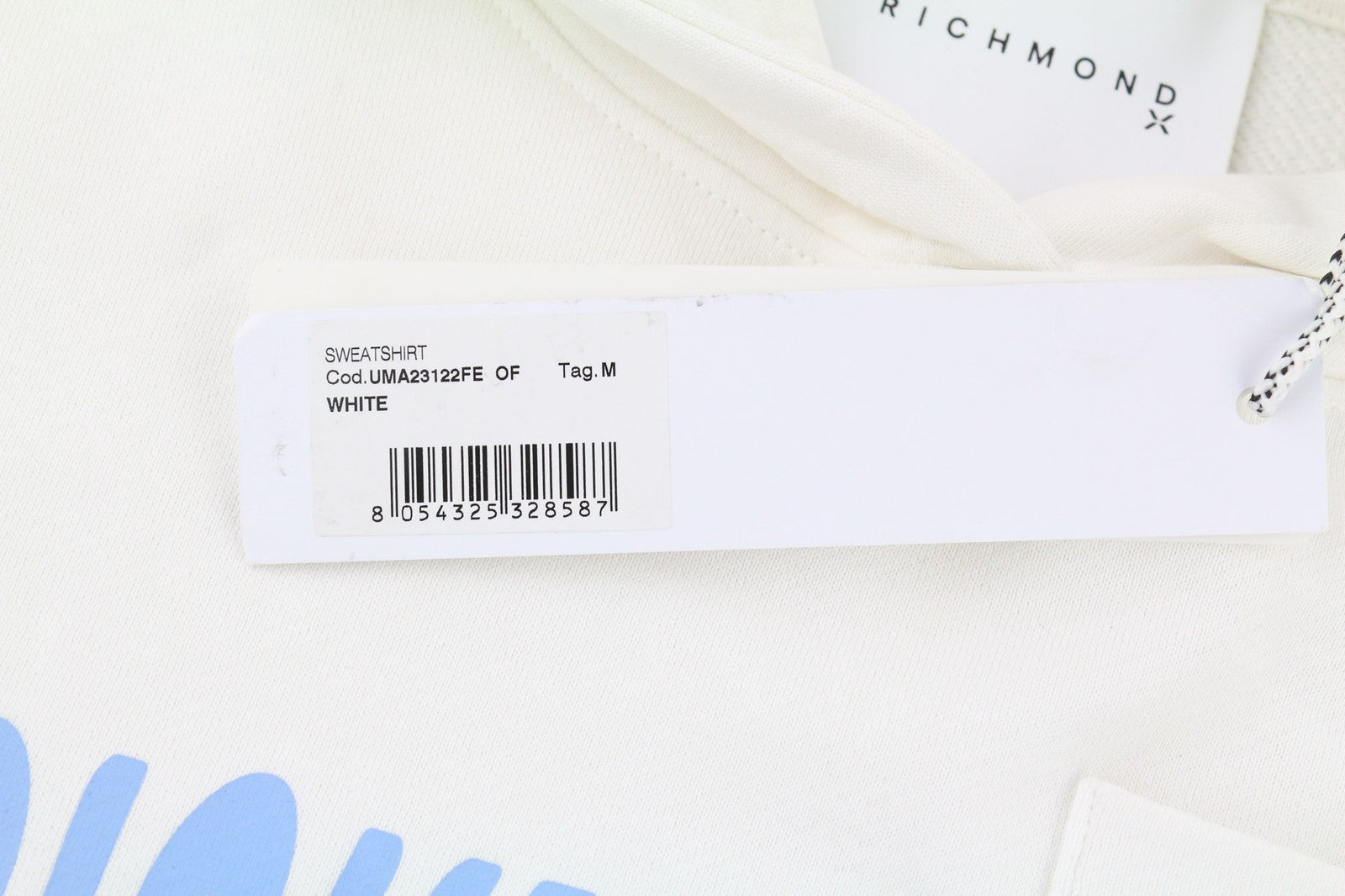 RICHMOND X Men's Sweatshirt M Hoodie White Pullover Logo Printed Casual Style