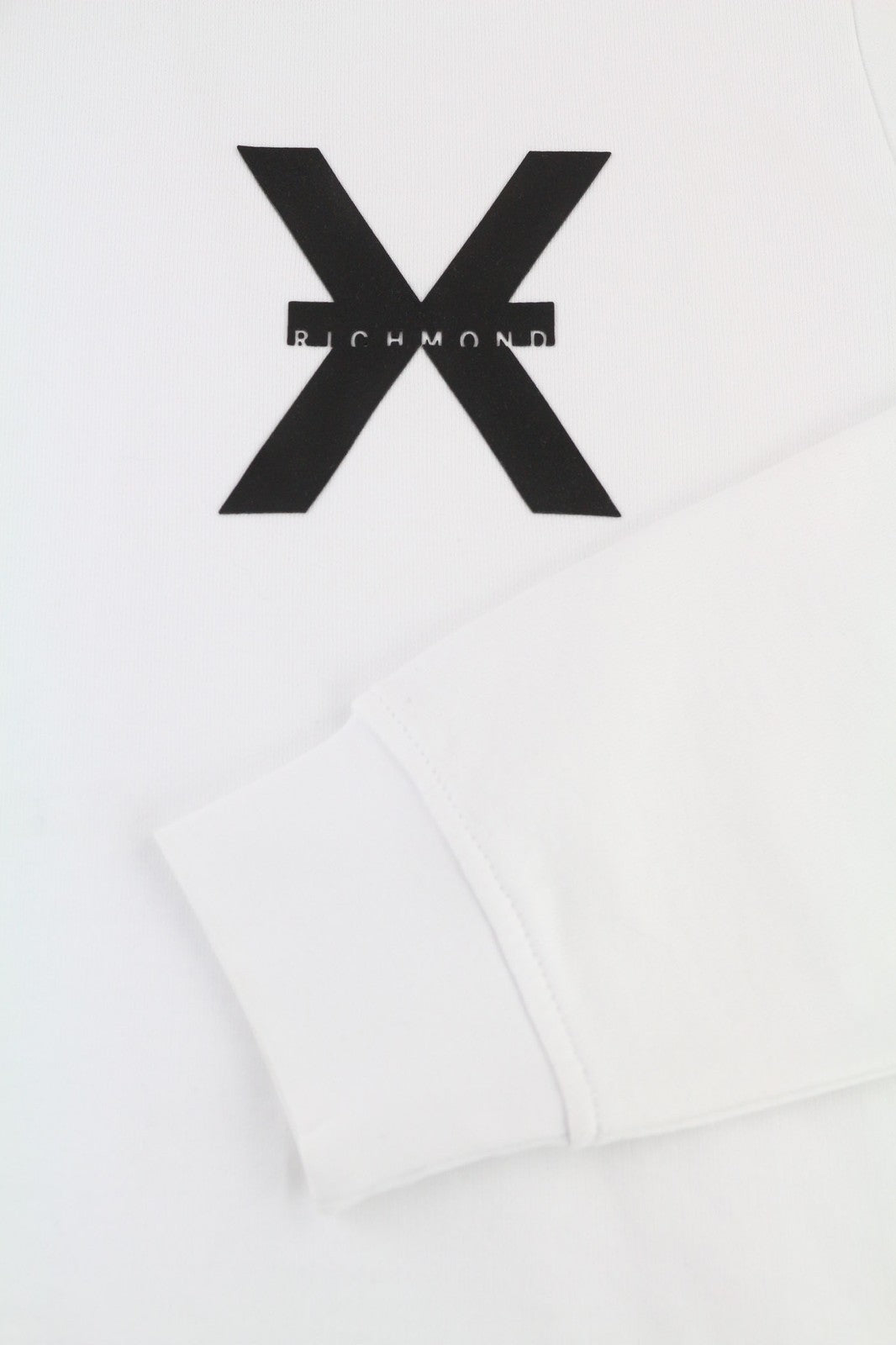 RICHMOND X Men's Sweatshirt M White Round Neck Pullover Long Sleeve Logo Print
