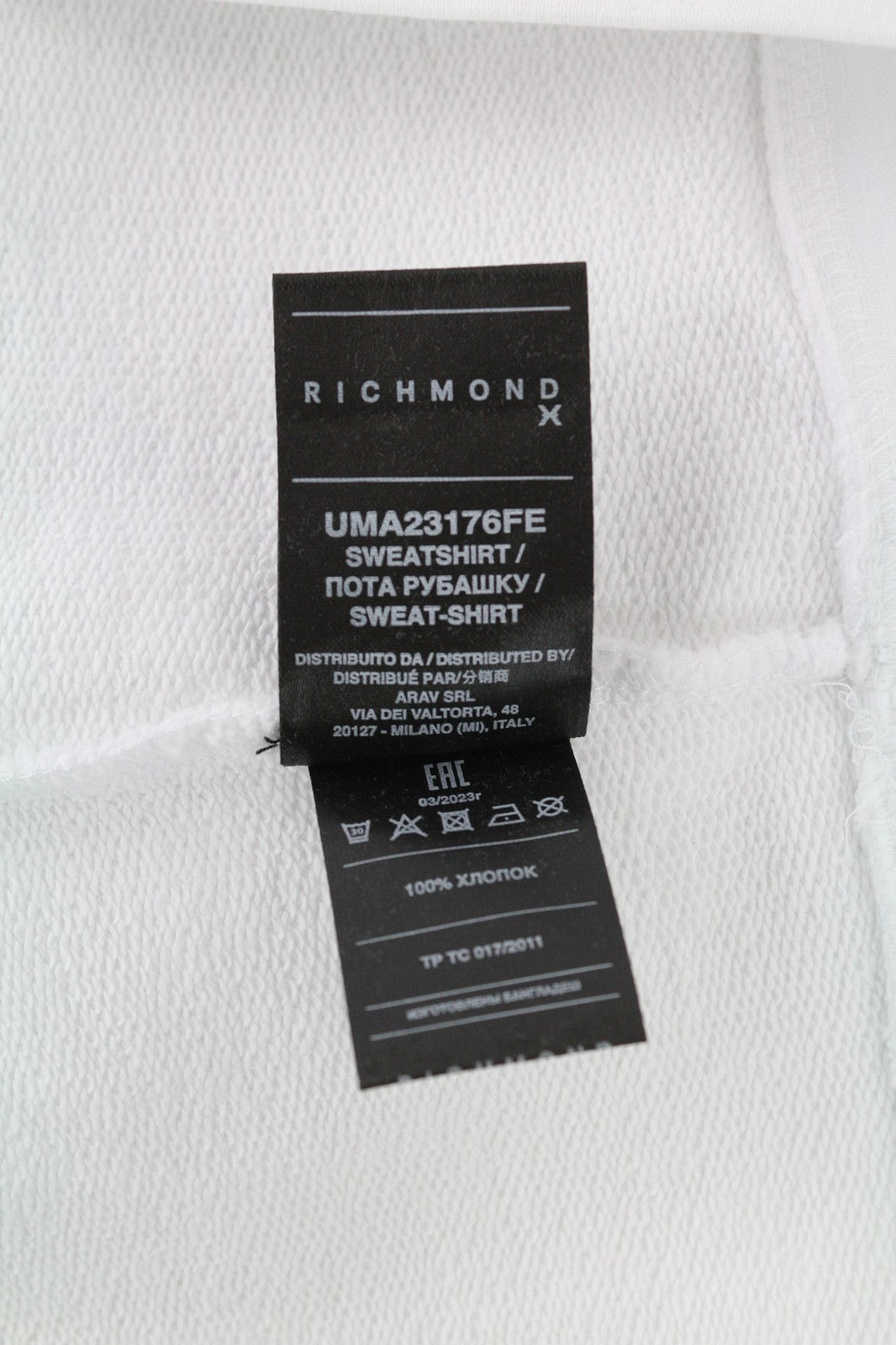 RICHMOND X Men's Sweatshirt M White Round Neck Pullover Long Sleeve Logo Print