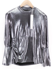 JOHN RICHMOND Women's Sweatshirt S Pullover Silver Shiny Long Sleeve Top