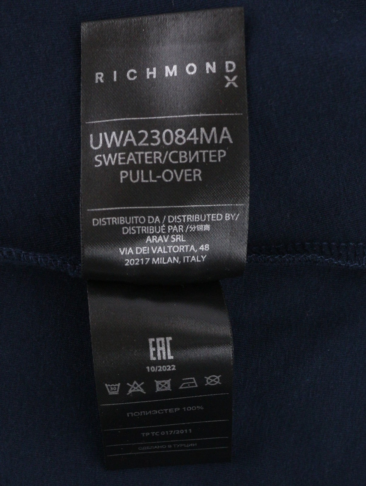 RICHMOND X Women's Jumper S Sapphire V-Neck Logo Pullover Long Sleeve Knit