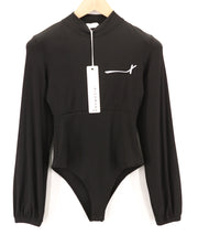 RICHMOND X Women's Bodysuit S Round Neck Stretch Black Long Sleeve Snap Close