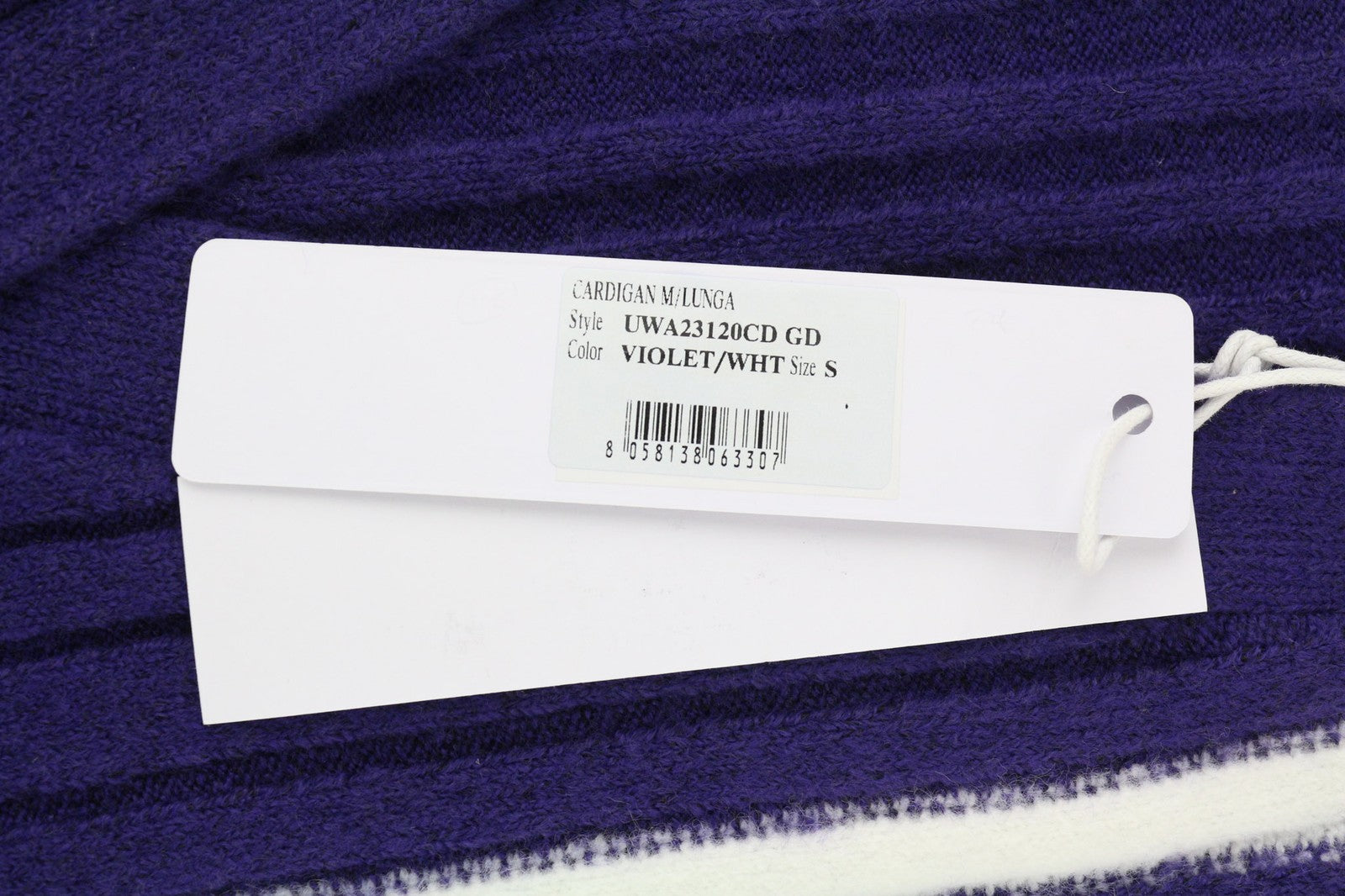 RICHMOND X Women's Cardigan S White Violet Knit V-Neck Buttoned Long Sleeve