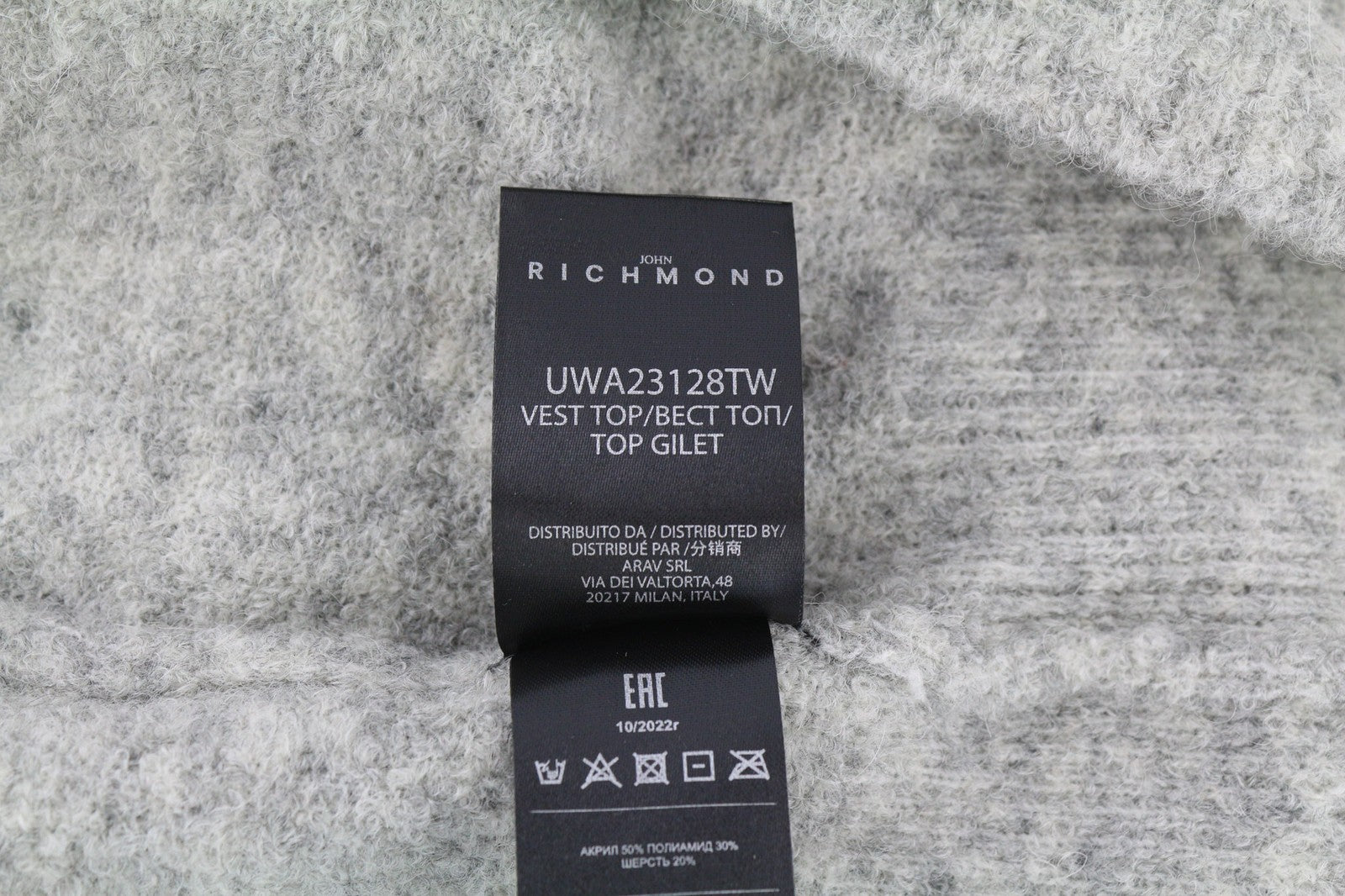 RICHMOND X Women's Jumper S Twinset Knit Button Stretch Wool Dark Melange