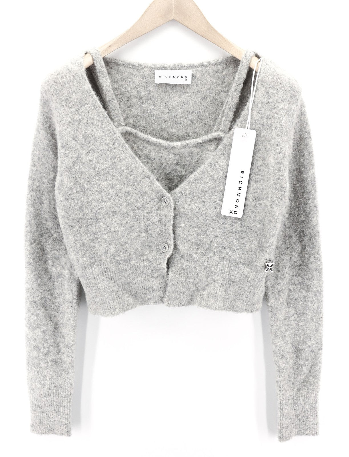 RICHMOND X Women's Jumper S Twinset Knit Button Stretch Wool Dark Melange